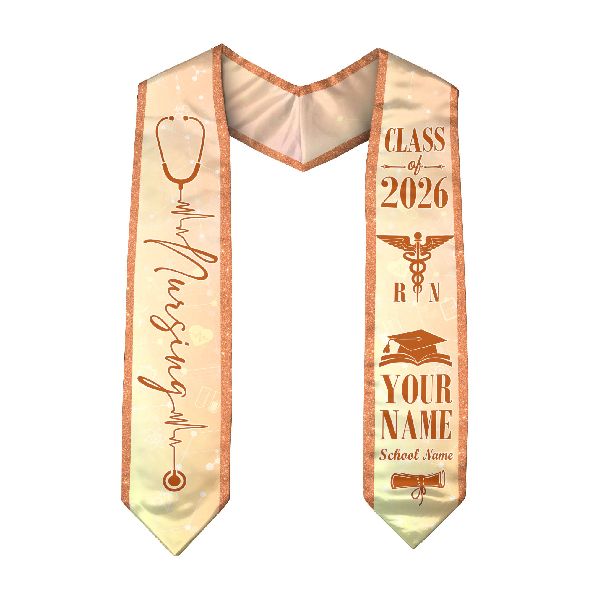 Customized Nursing School Graduation Stole for RN and BSN Students, Sash 2026
