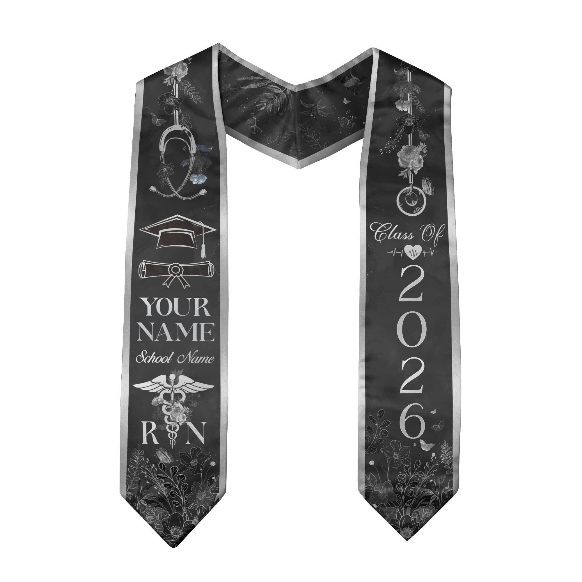 Customized RN Nursing Graduation Stole Featuring Professional Design, Nurse Sash for Class of 2026