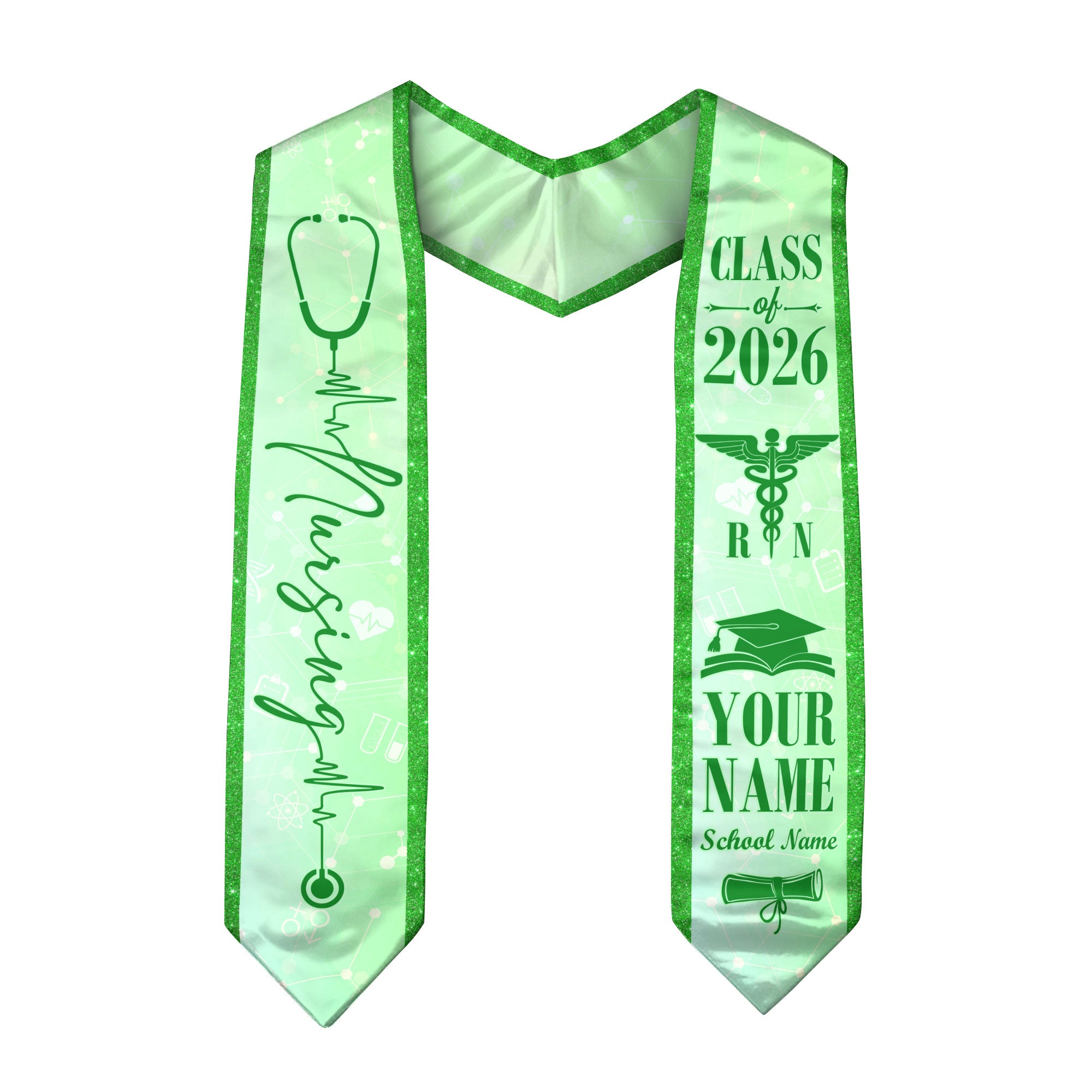 Customized Nursing School Graduation Stole for RN and BSN Students, Sash 2026