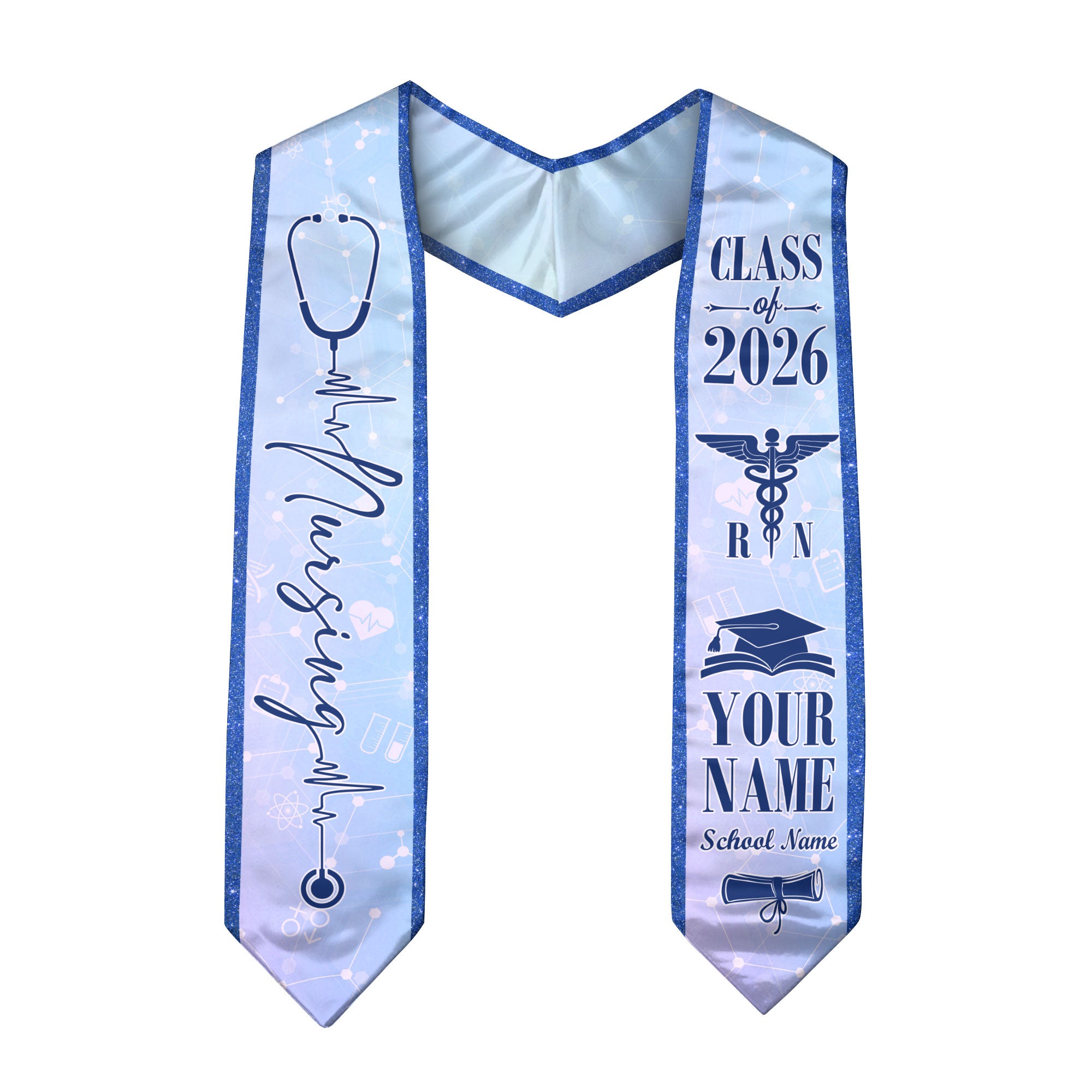 Customized Nursing School Graduation Stole for RN and BSN Students, Sash 2026