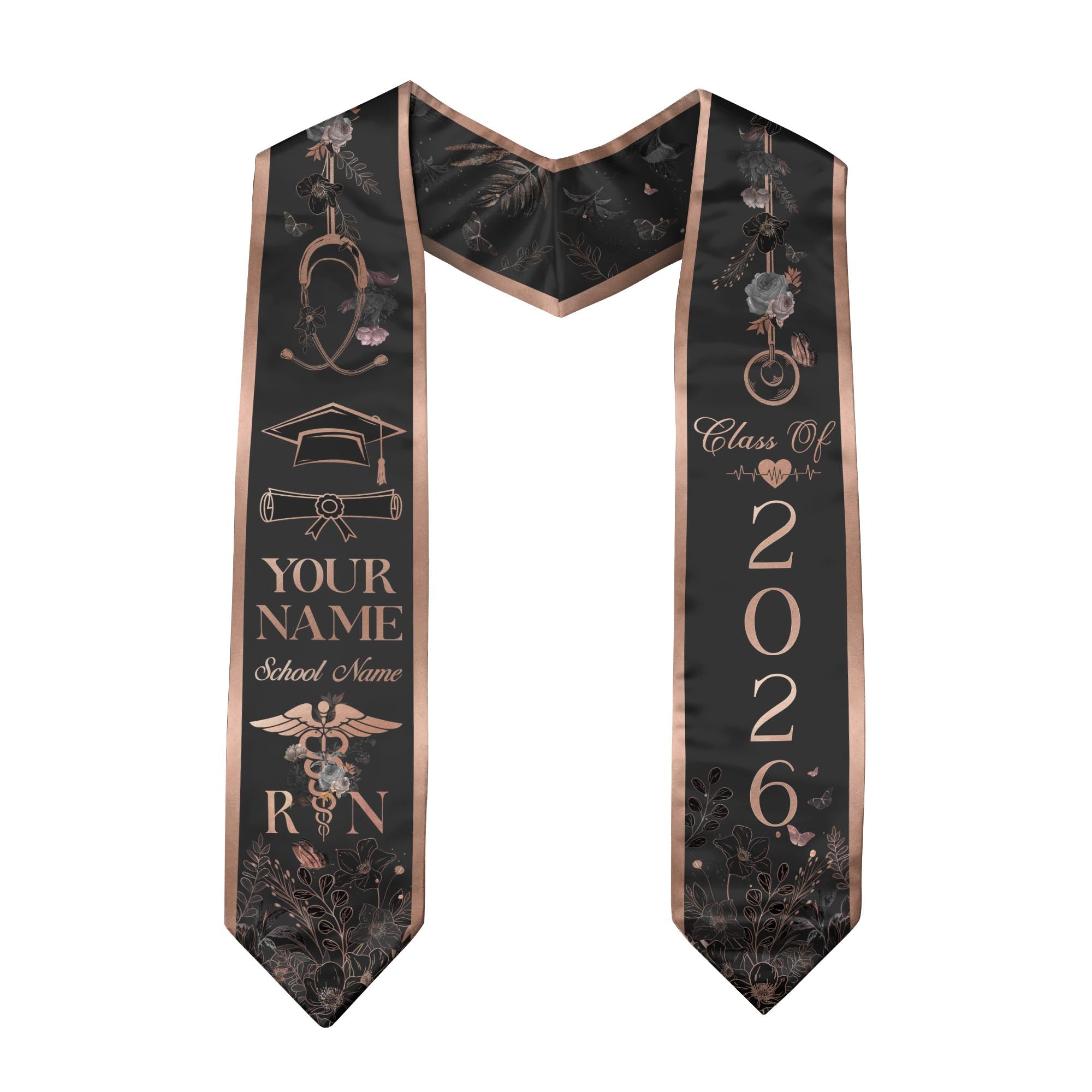 Customized RN Nursing Graduation Stole Featuring Professional Design, Nurse Sash for Class of 2026