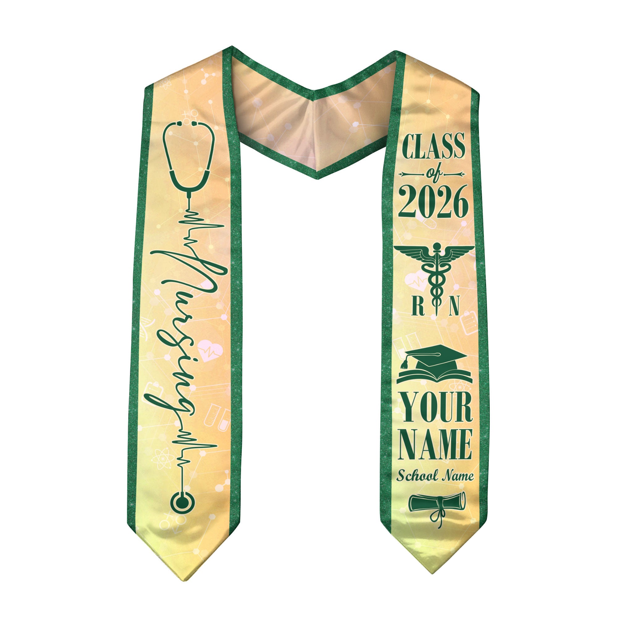 Customized Nursing School Graduation Stole for RN and BSN Students, Sash 2026