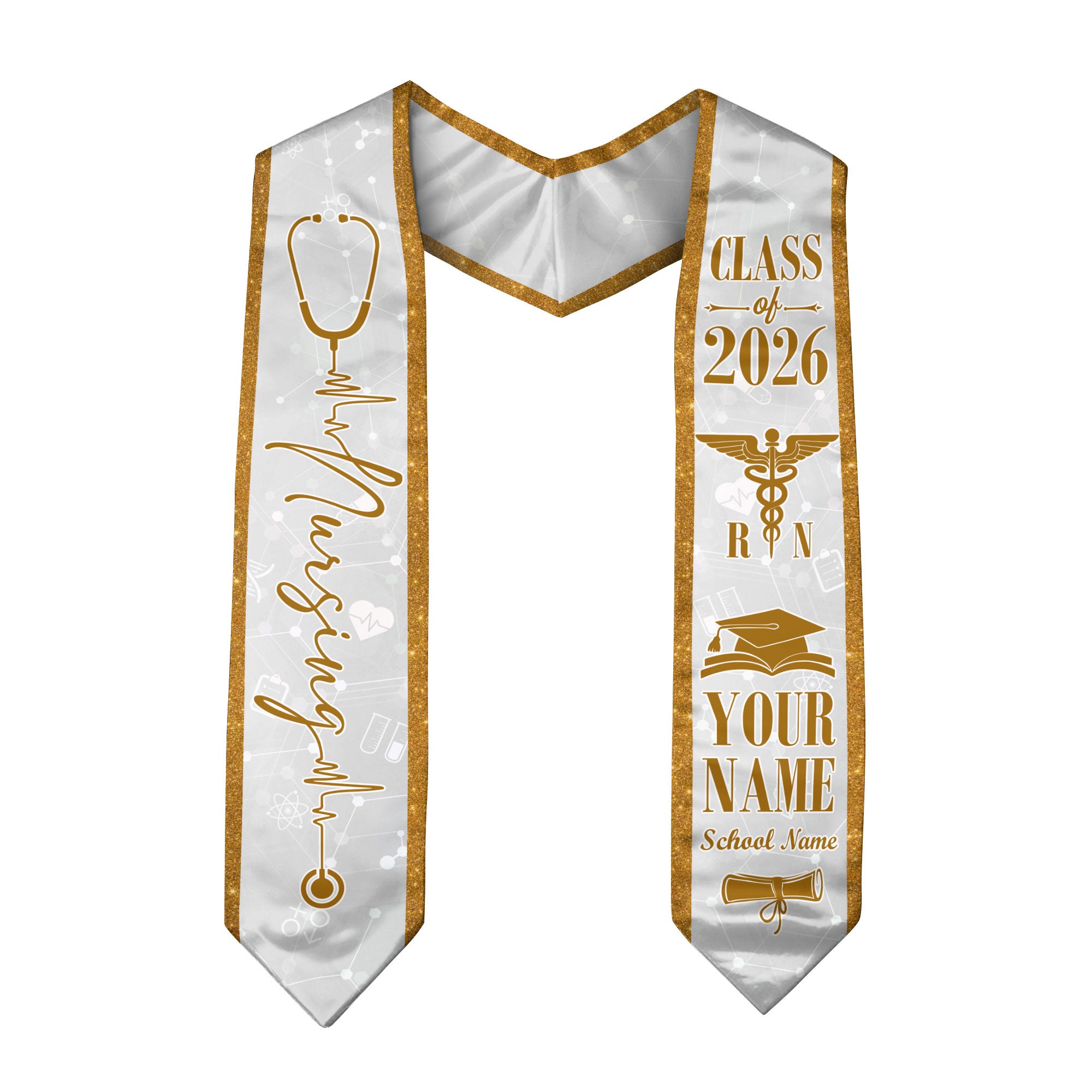 Customized Nursing School Graduation Stole for RN and BSN Students, Sash 2026
