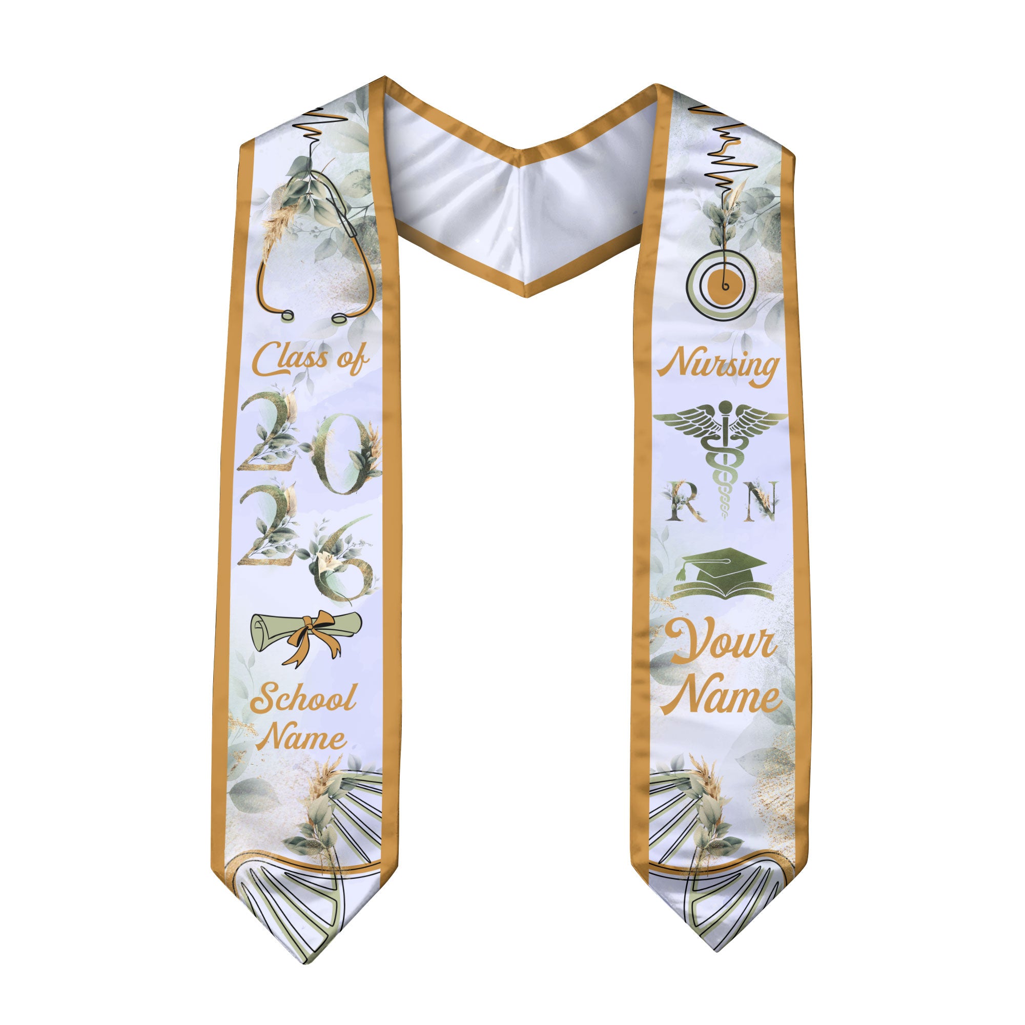 Customized RN Nurse Graduation Stole with Professional Design, BSN Sash Class of 2026