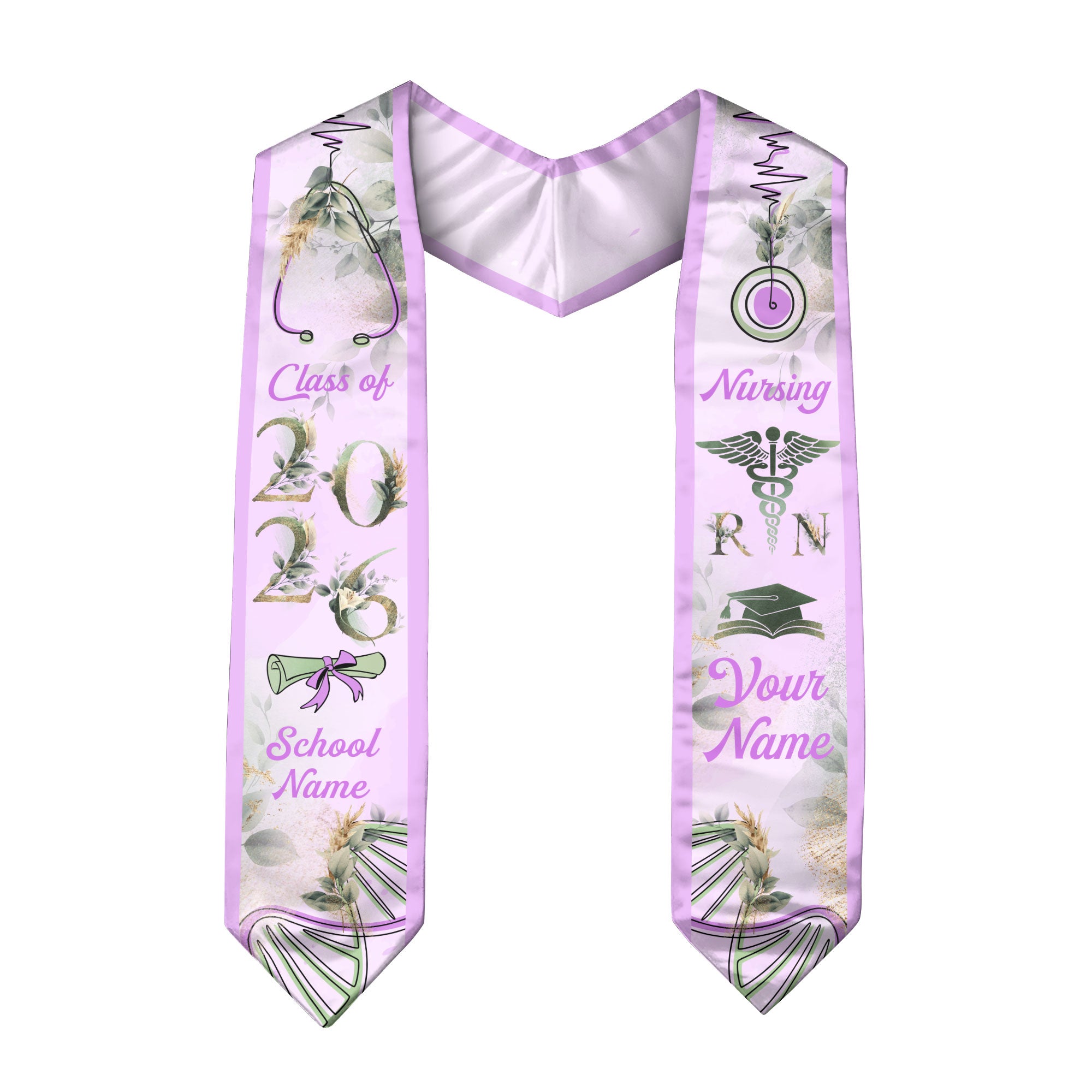Customized RN Nurse Graduation Stole with Professional Design, BSN Sash Class of 2026