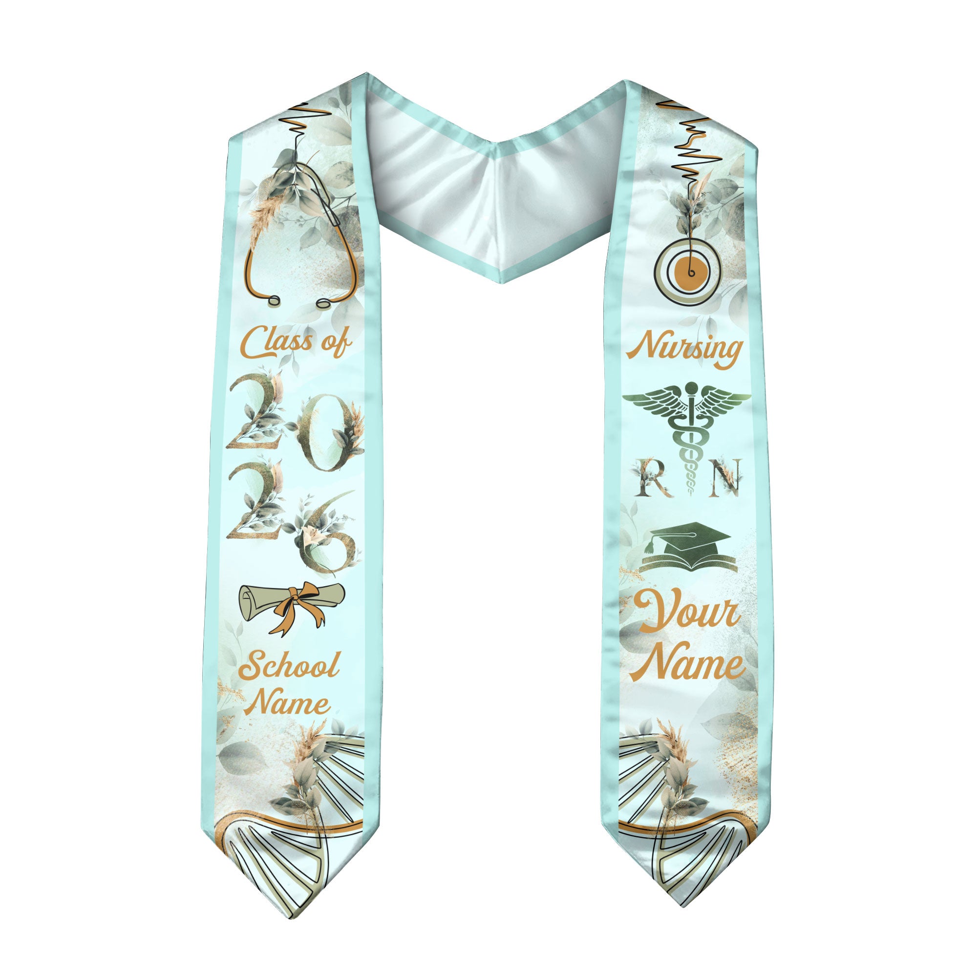 Customized RN Nurse Graduation Stole with Professional Design, BSN Sash Class of 2026