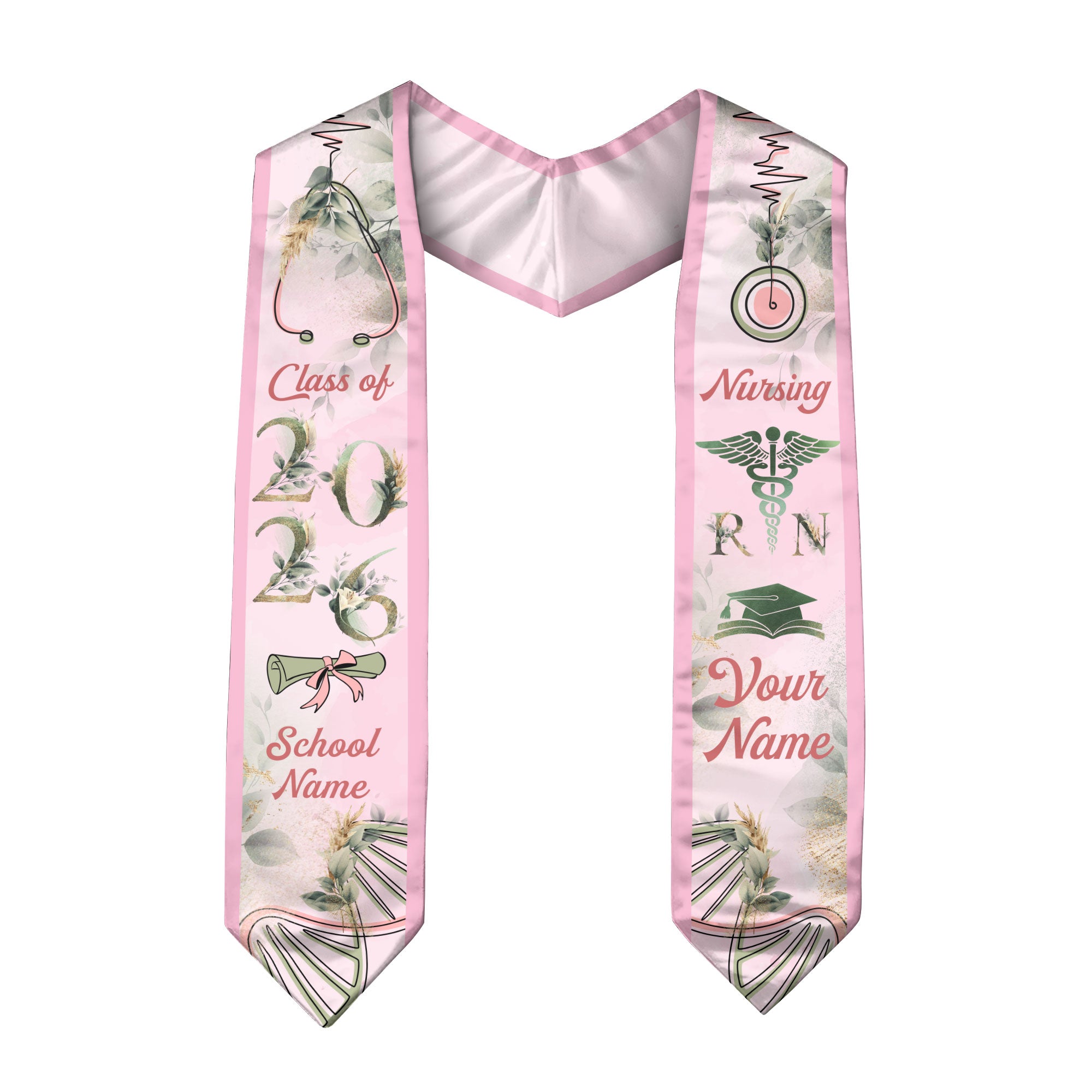 Customized RN Nurse Graduation Stole with Professional Design, BSN Sash Class of 2026
