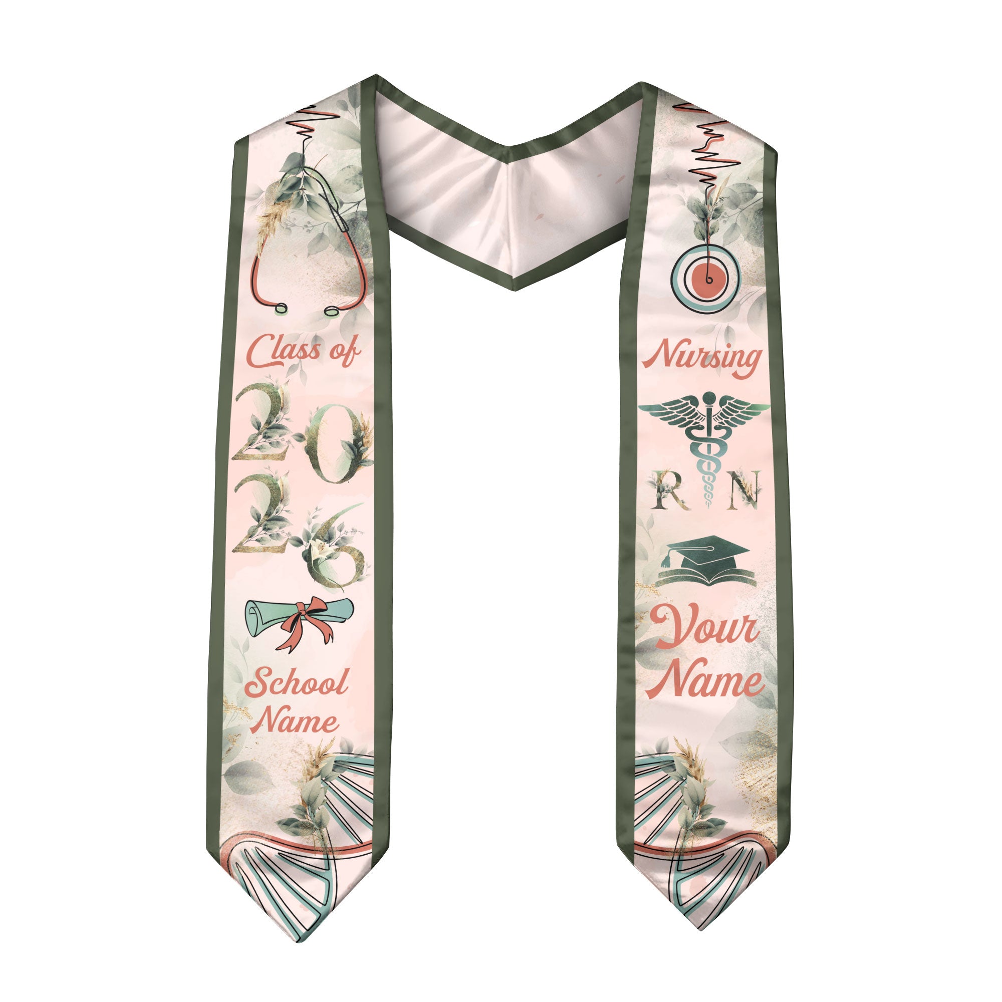 Customized RN Nurse Graduation Stole with Professional Design, BSN Sash Class of 2026