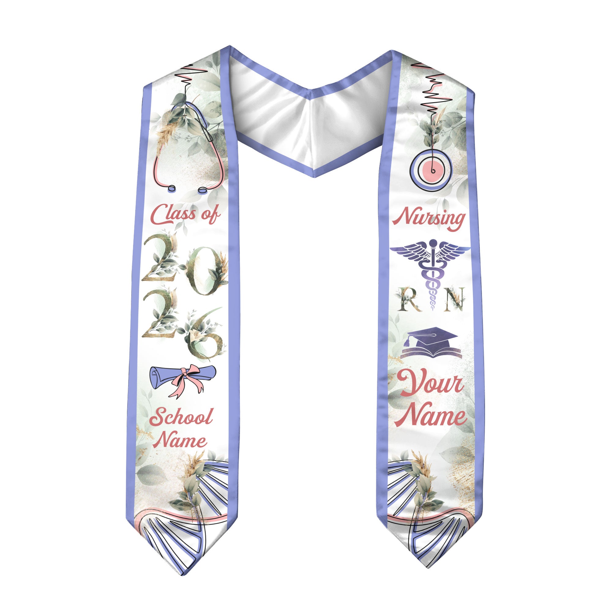 Customized RN Nurse Graduation Stole with Professional Design, BSN Sash Class of 2026