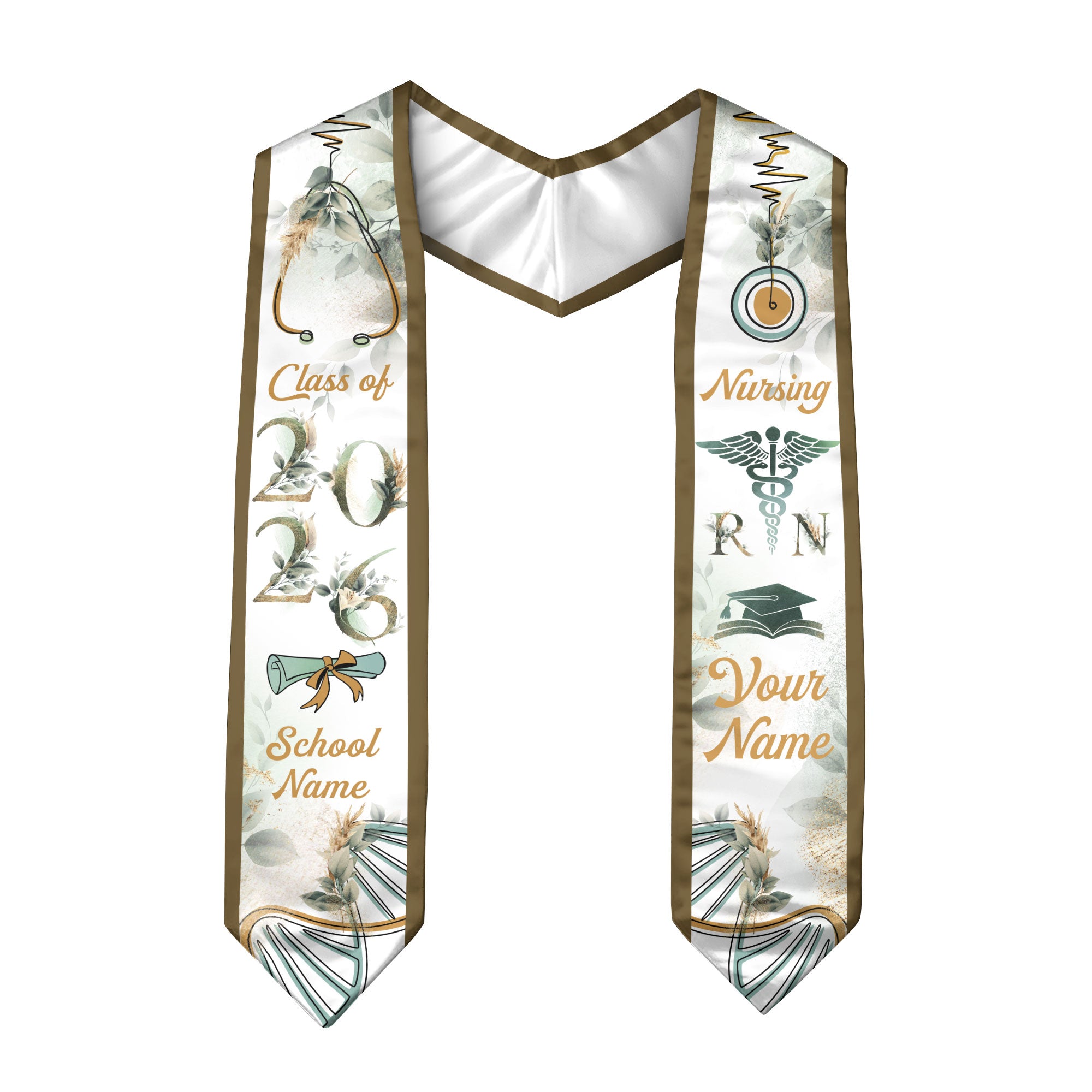 Customized RN Nurse Graduation Stole with Professional Design, BSN Sash Class of 2026