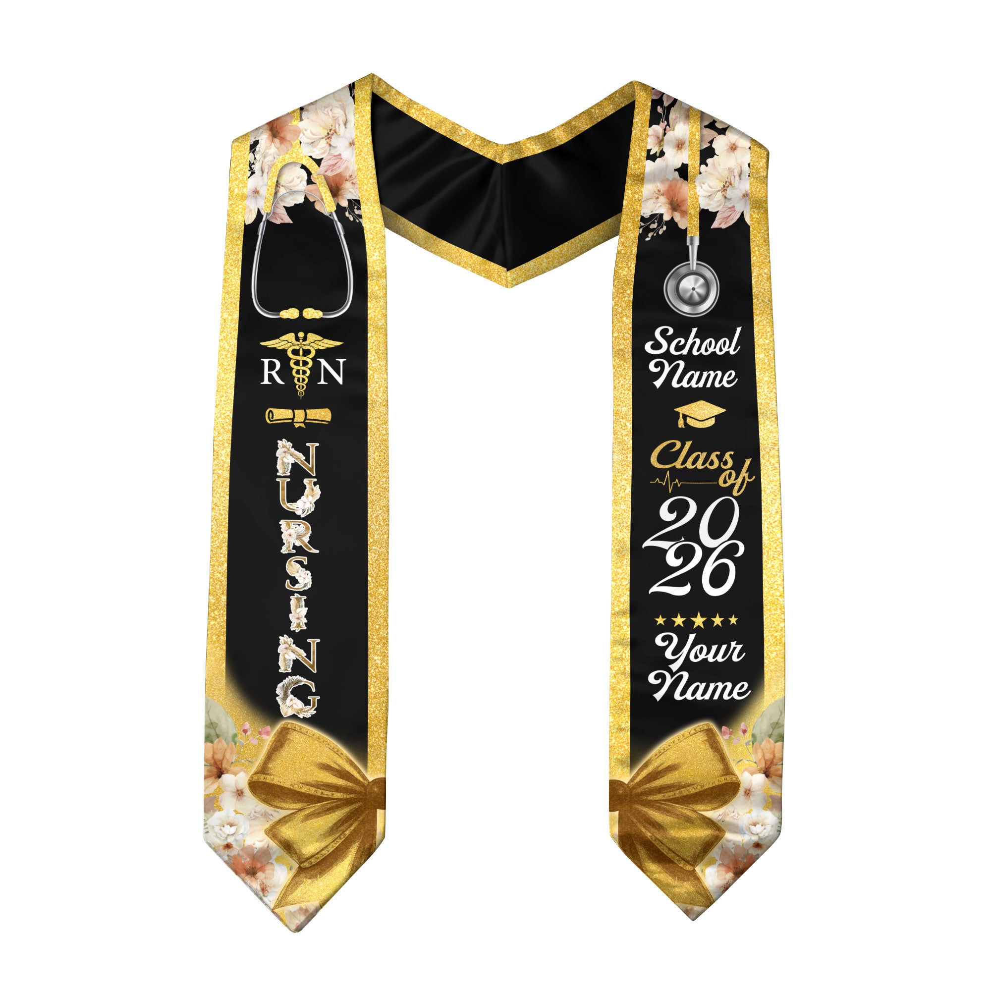Customized Nursing Graduation Sash for RN and BSN Graduates, Ceremony Stole Class of 2026