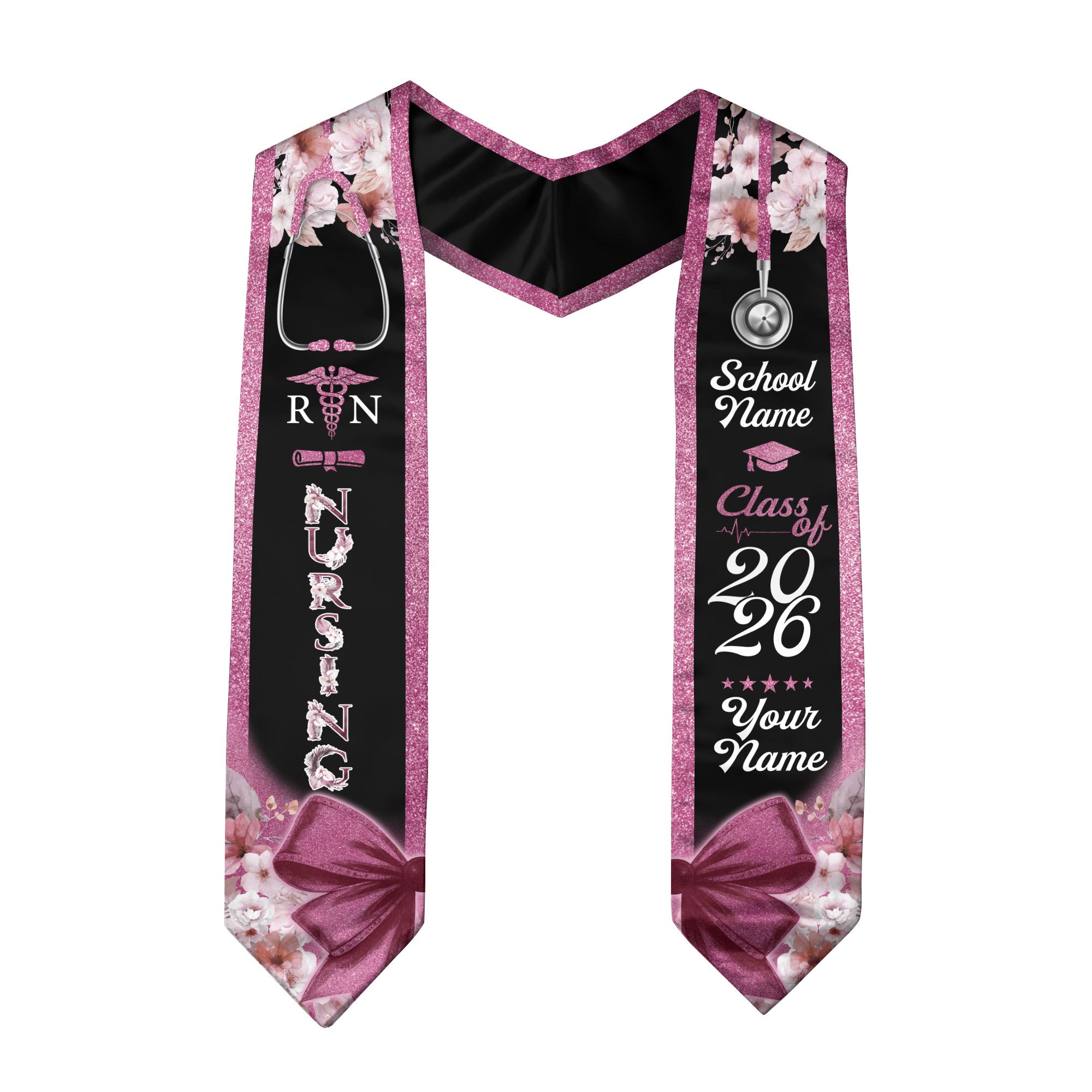 Customized Nursing Graduation Sash for RN and BSN Graduates, Ceremony Stole Class of 2026