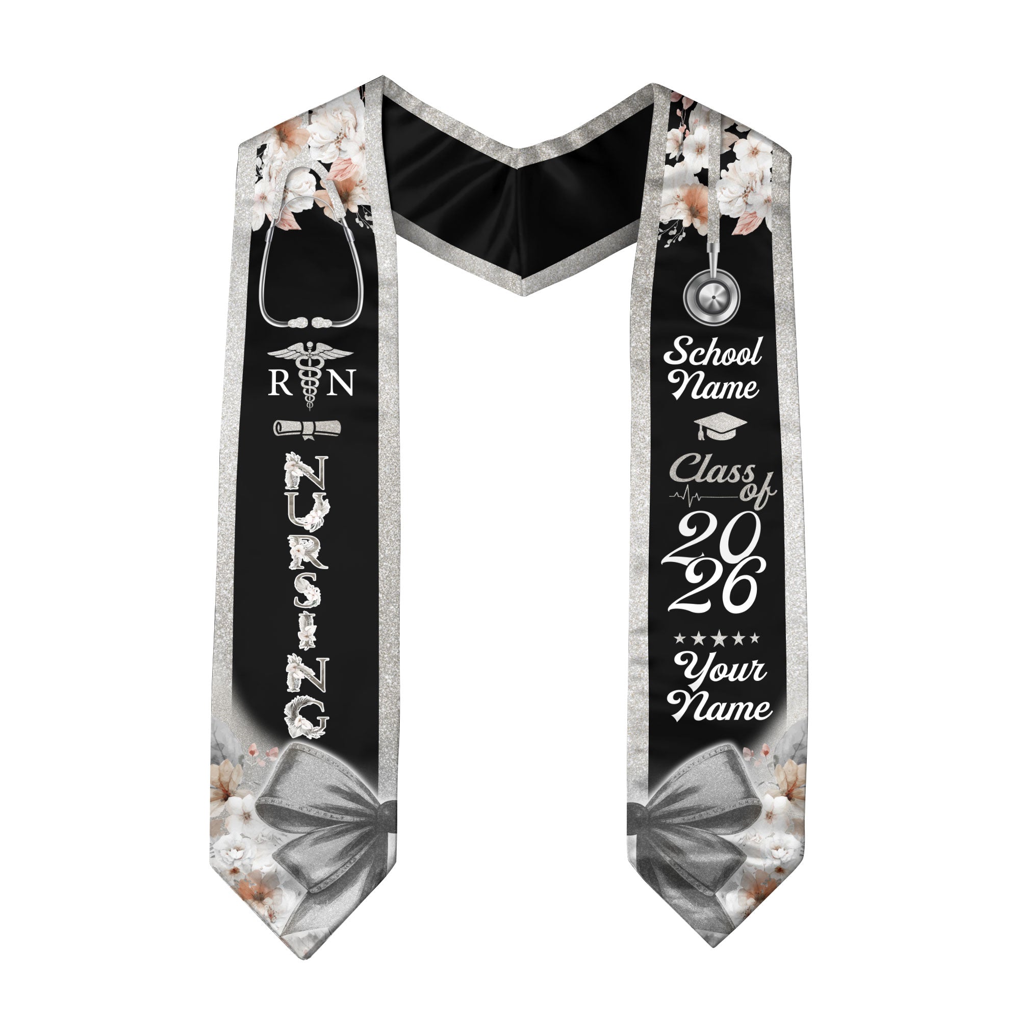 Customized Nursing Graduation Sash for RN and BSN Graduates, Ceremony Stole Class of 2026