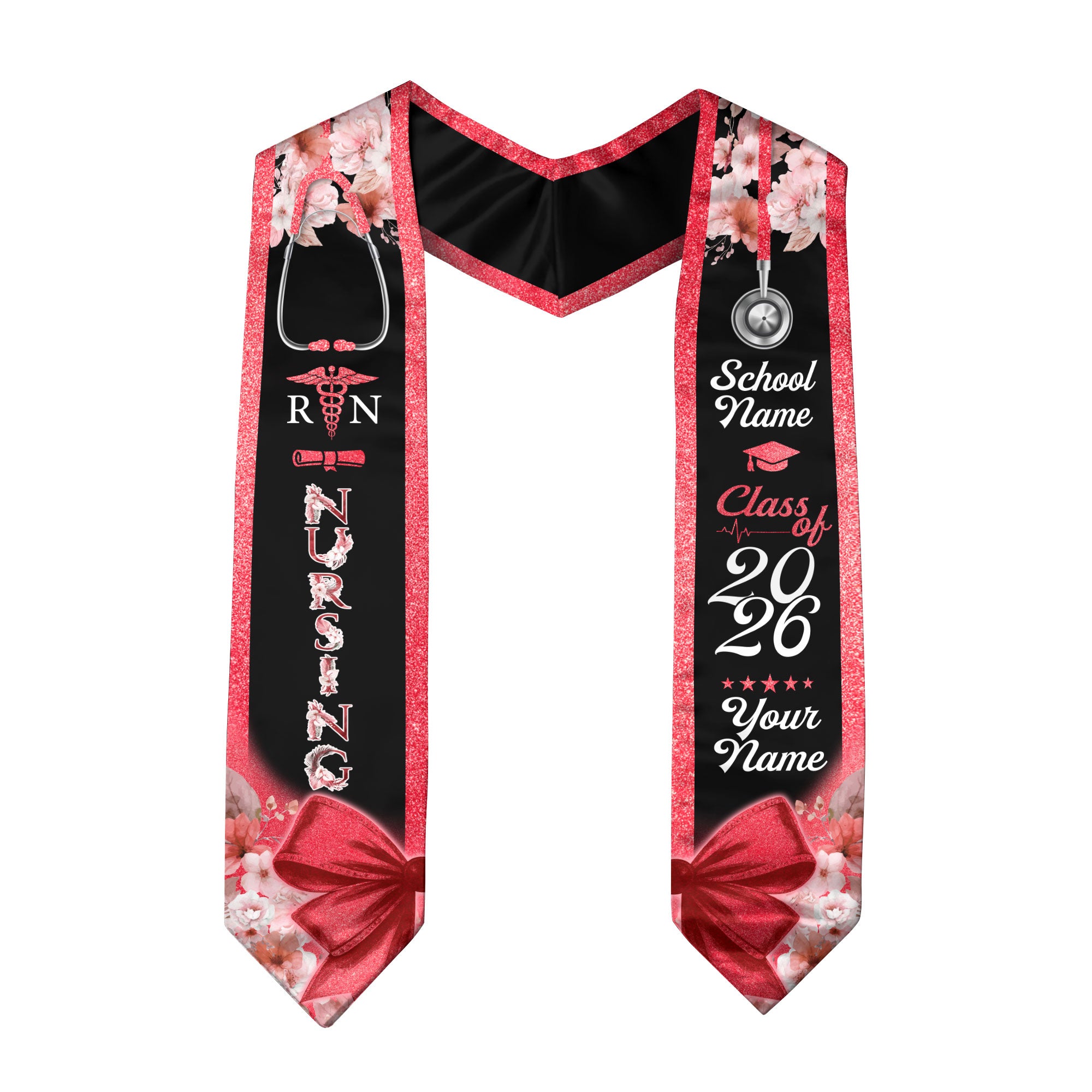 Customized Nursing Graduation Sash for RN and BSN Graduates, Ceremony Stole Class of 2026