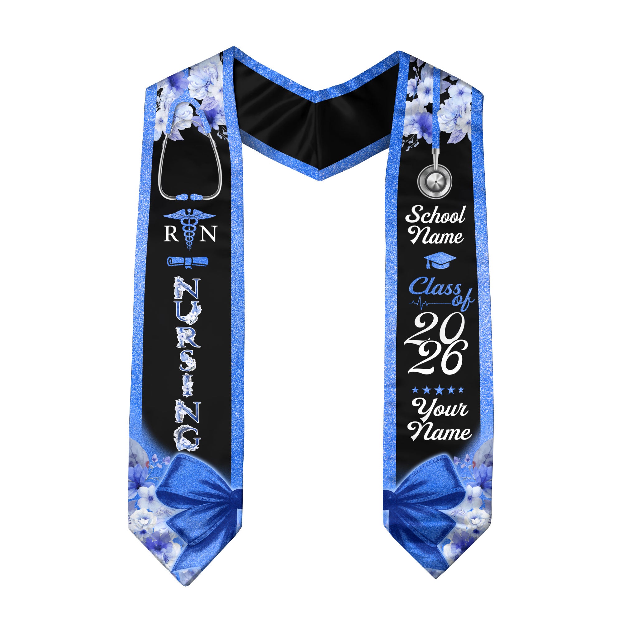 Customized Nursing Graduation Sash for RN and BSN Graduates, Ceremony Stole Class of 2026