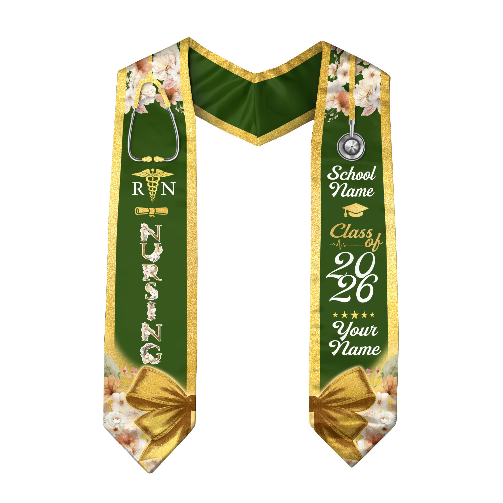 Customized Nursing Graduation Sash for RN and BSN Graduates, Ceremony Stole Class of 2026