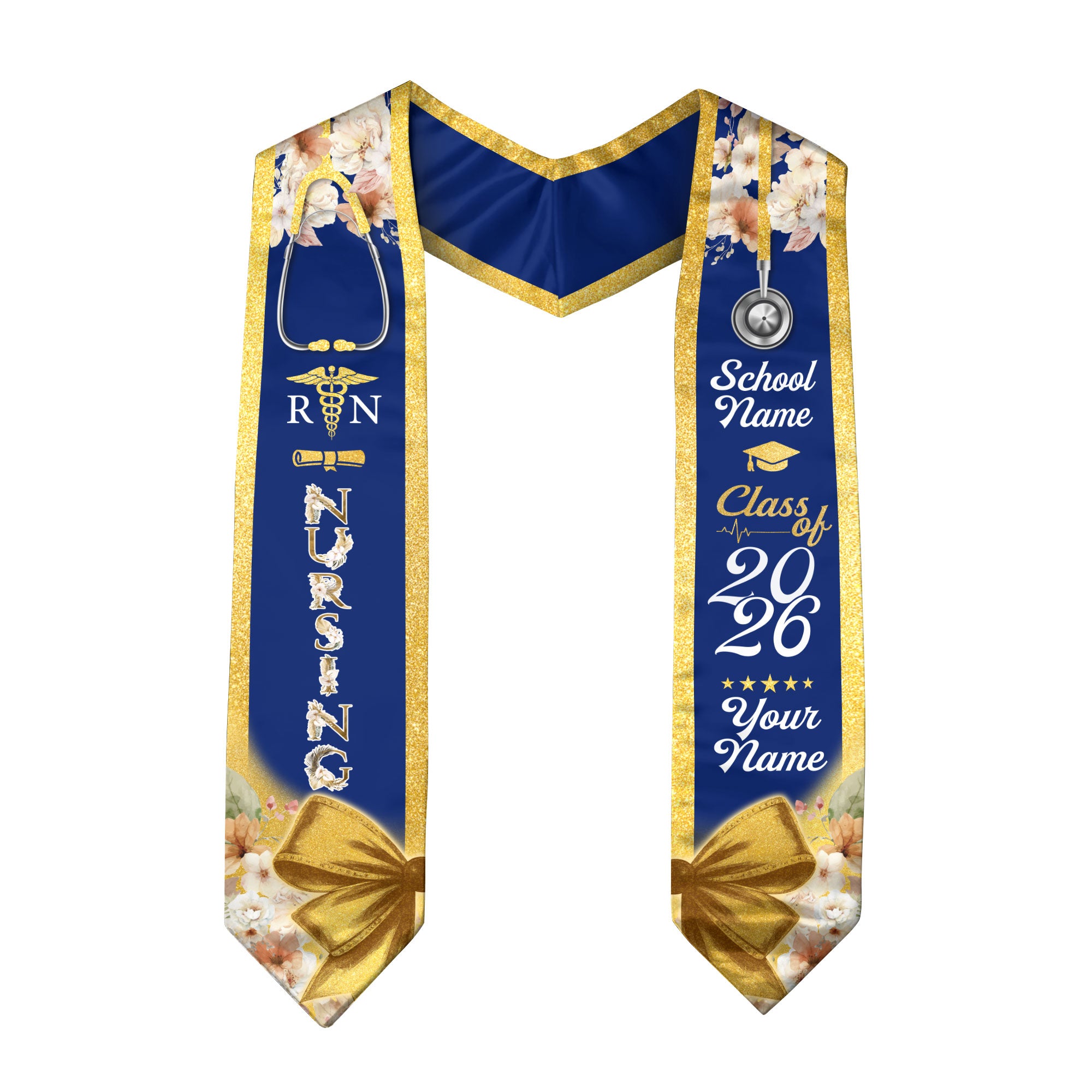 Customized Nursing Graduation Sash for RN and BSN Graduates, Ceremony Stole Class of 2026