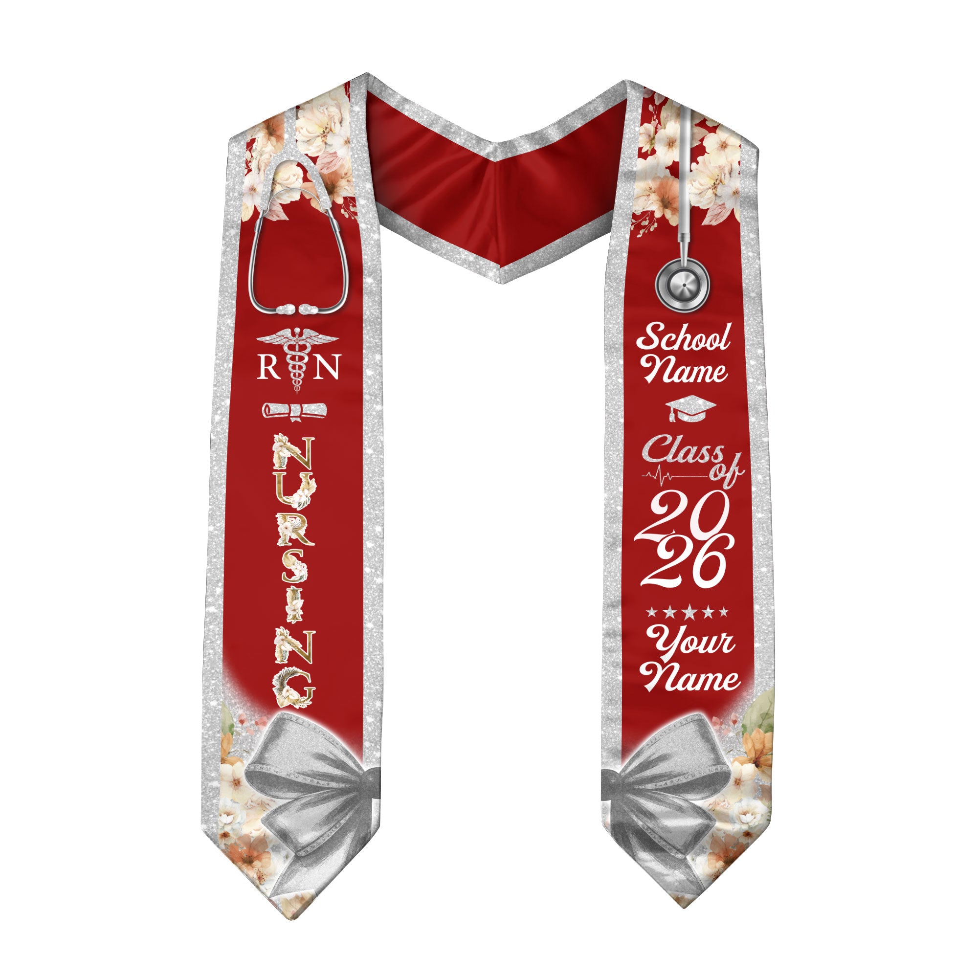 Customized Nursing Graduation Sash for RN and BSN Graduates, Ceremony Stole Class of 2026