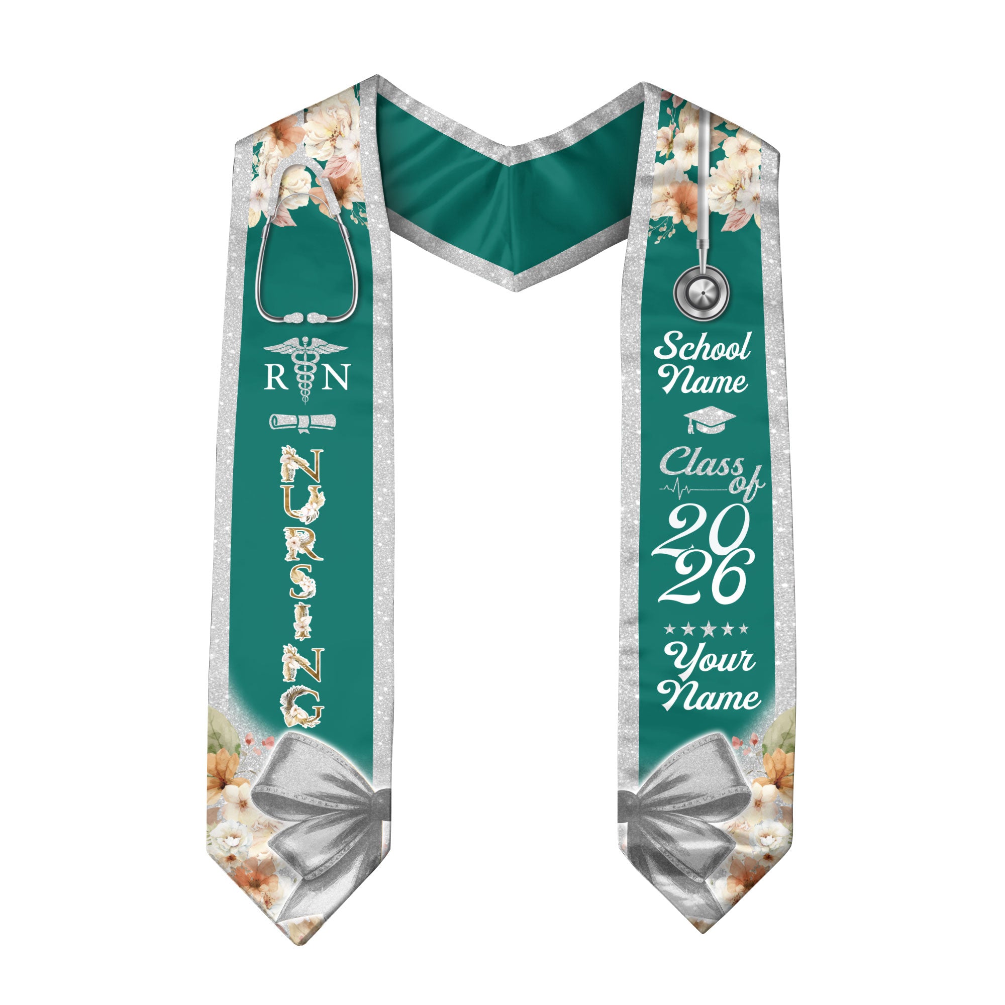 Customized Nursing Graduation Sash for RN and BSN Graduates, Ceremony Stole Class of 2026