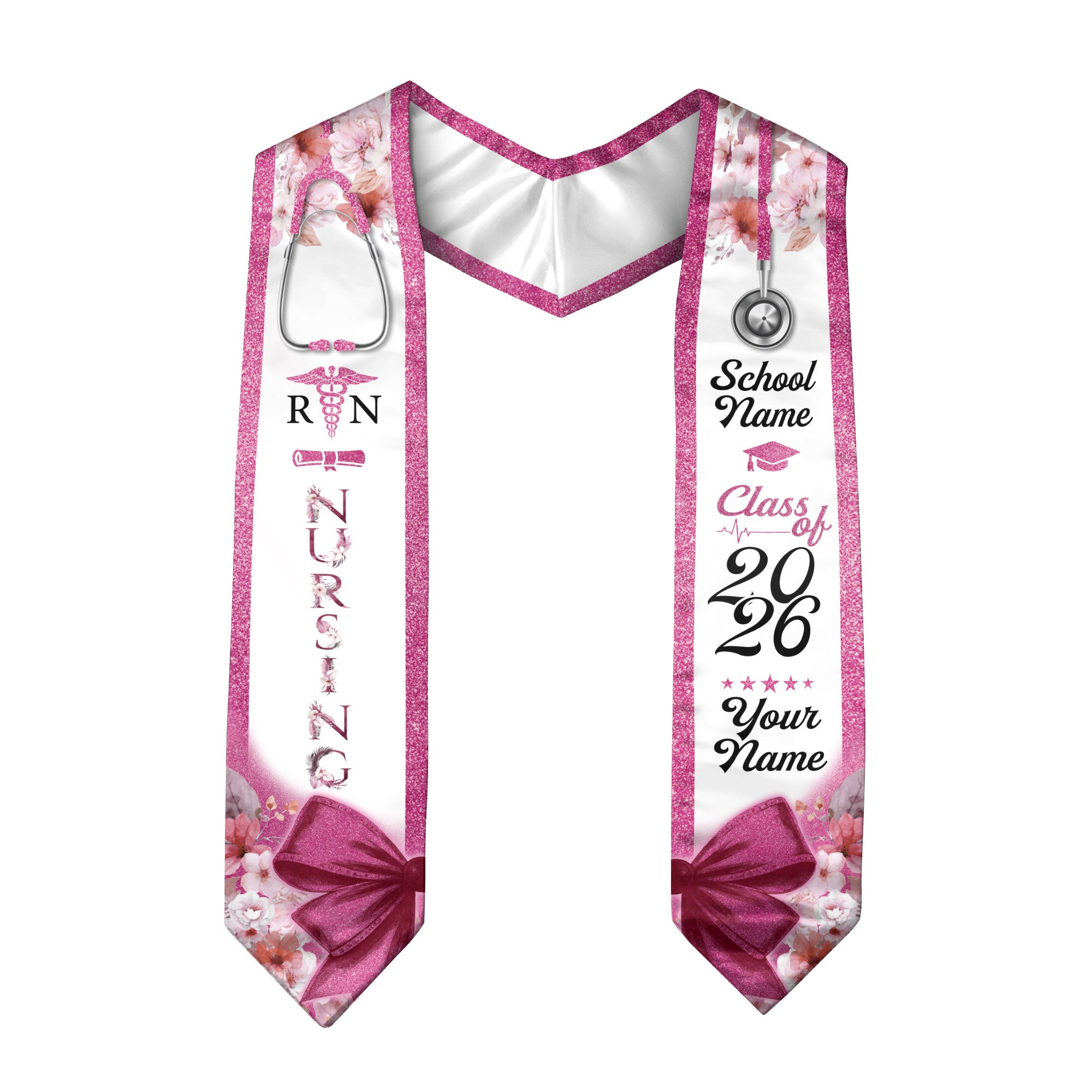 Customized Nursing Graduation Sash for RN and BSN Graduates, Ceremony Stole Class of 2026