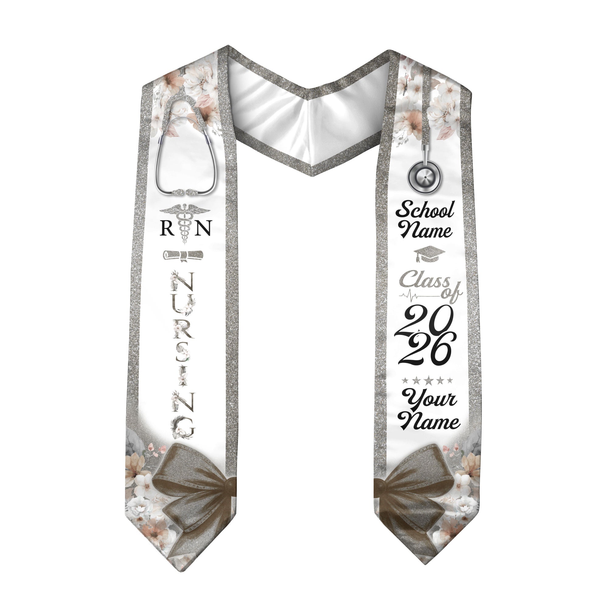 Customized Nursing Graduation Sash for RN and BSN Graduates, Ceremony Stole Class of 2026