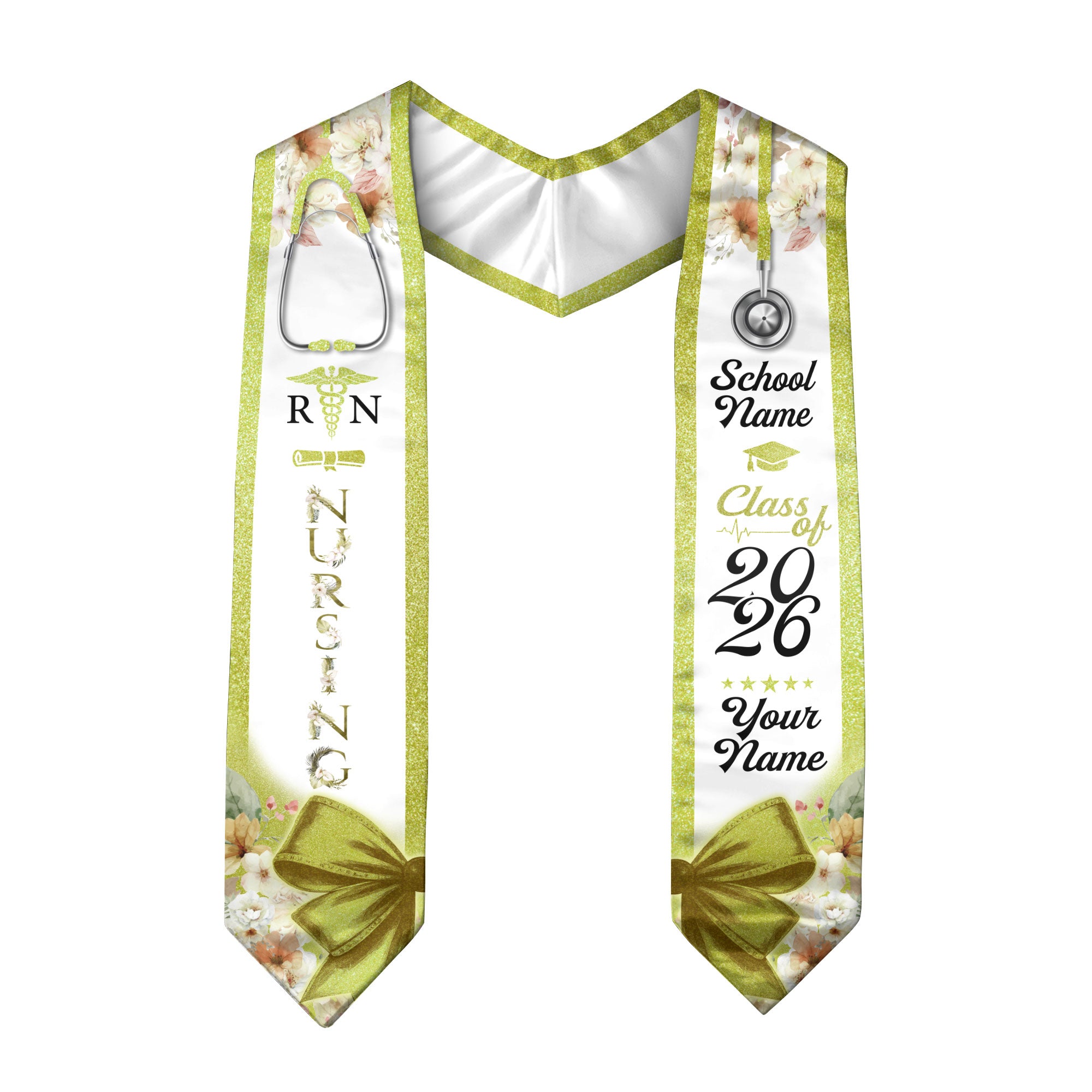Customized Nursing Graduation Sash for RN and BSN Graduates, Ceremony Stole Class of 2026