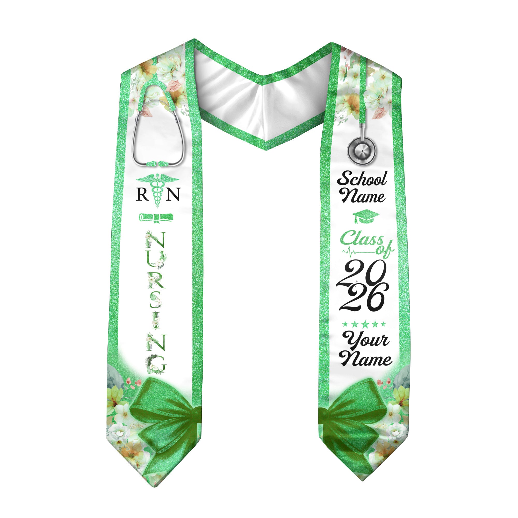 Customized Nursing Graduation Sash for RN and BSN Graduates, Ceremony Stole Class of 2026