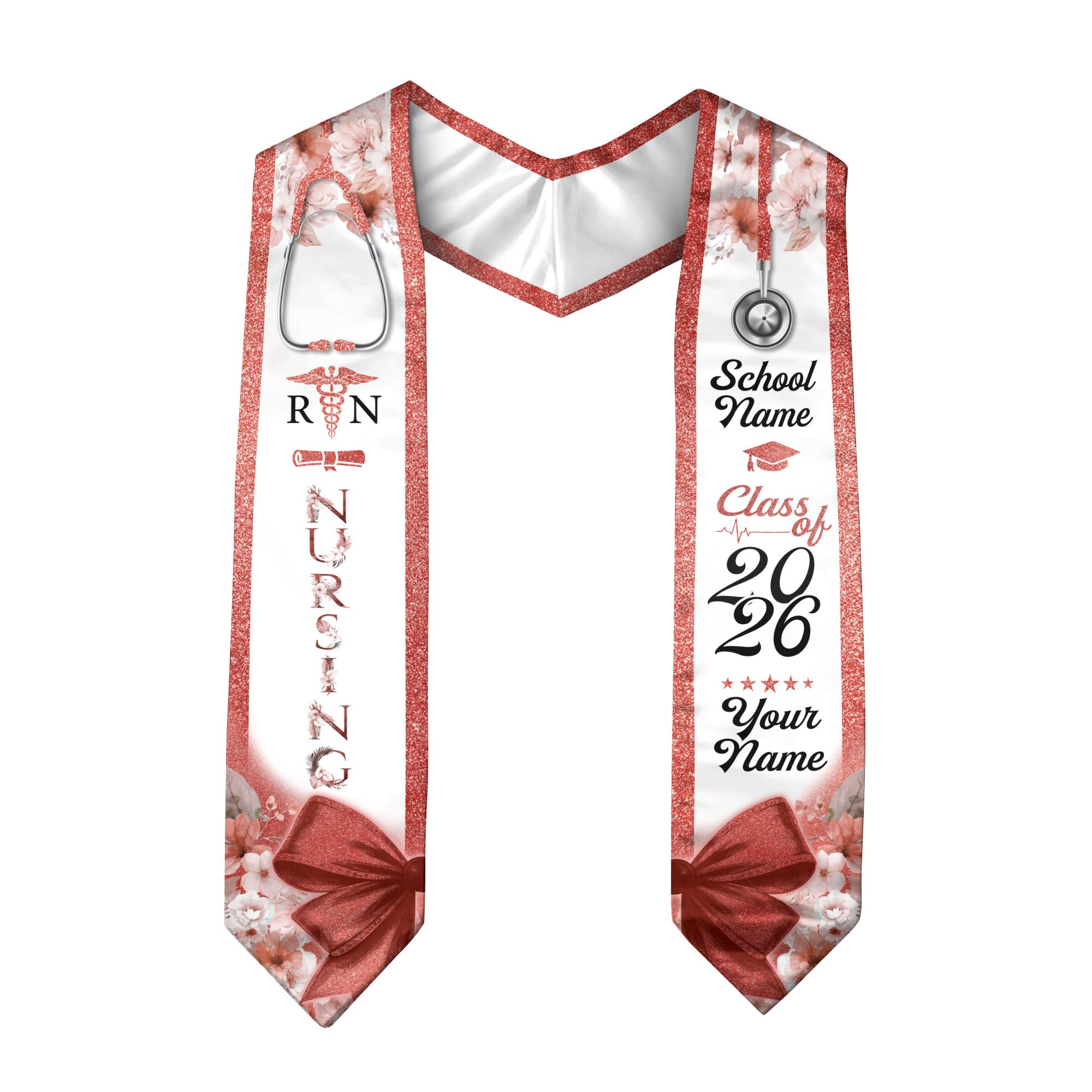 Customized Nursing Graduation Sash for RN and BSN Graduates, Ceremony Stole Class of 2026