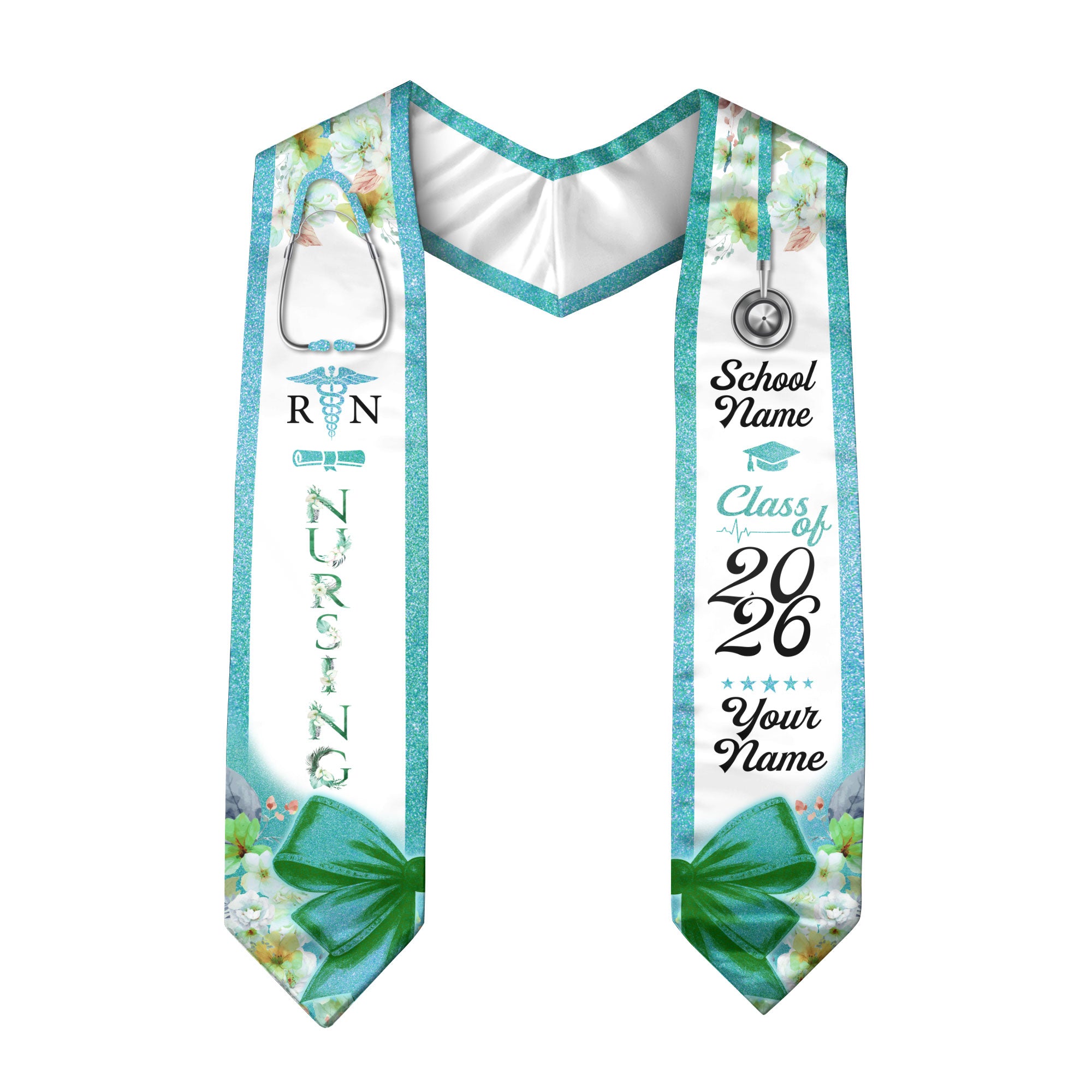 Customized Nursing Graduation Sash for RN and BSN Graduates, Ceremony Stole Class of 2026