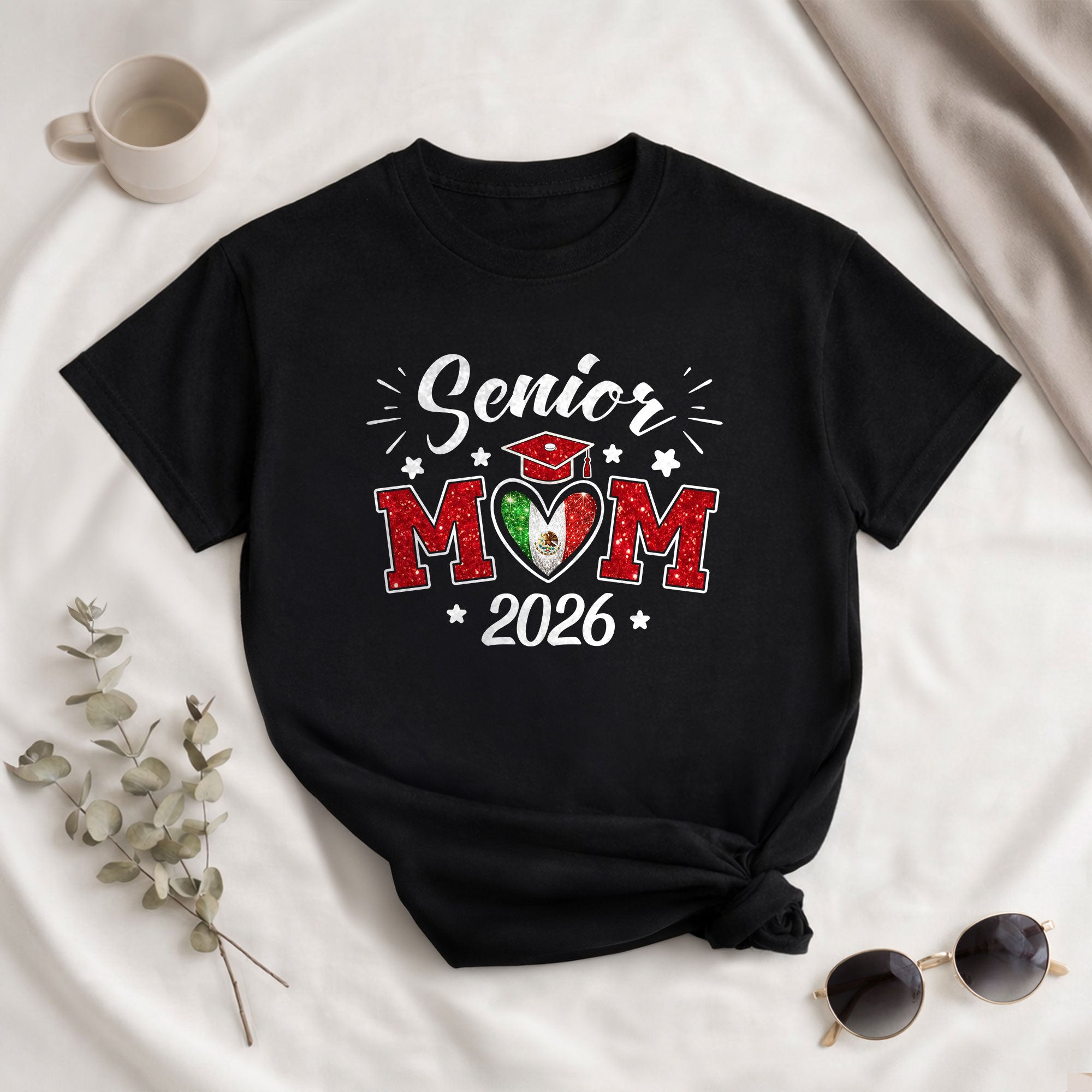 Senior Family Class of 2026 Black T-Shirt - Mexico Flag Heart Graduation Gift Tee (Copy)