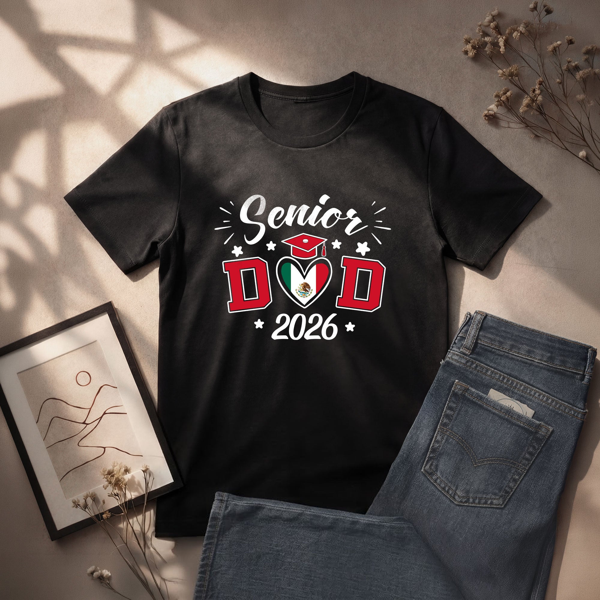 Senior Family Class of 2026 Black T-Shirt - Mexico Flag Heart Graduation Gift Tee (Copy)