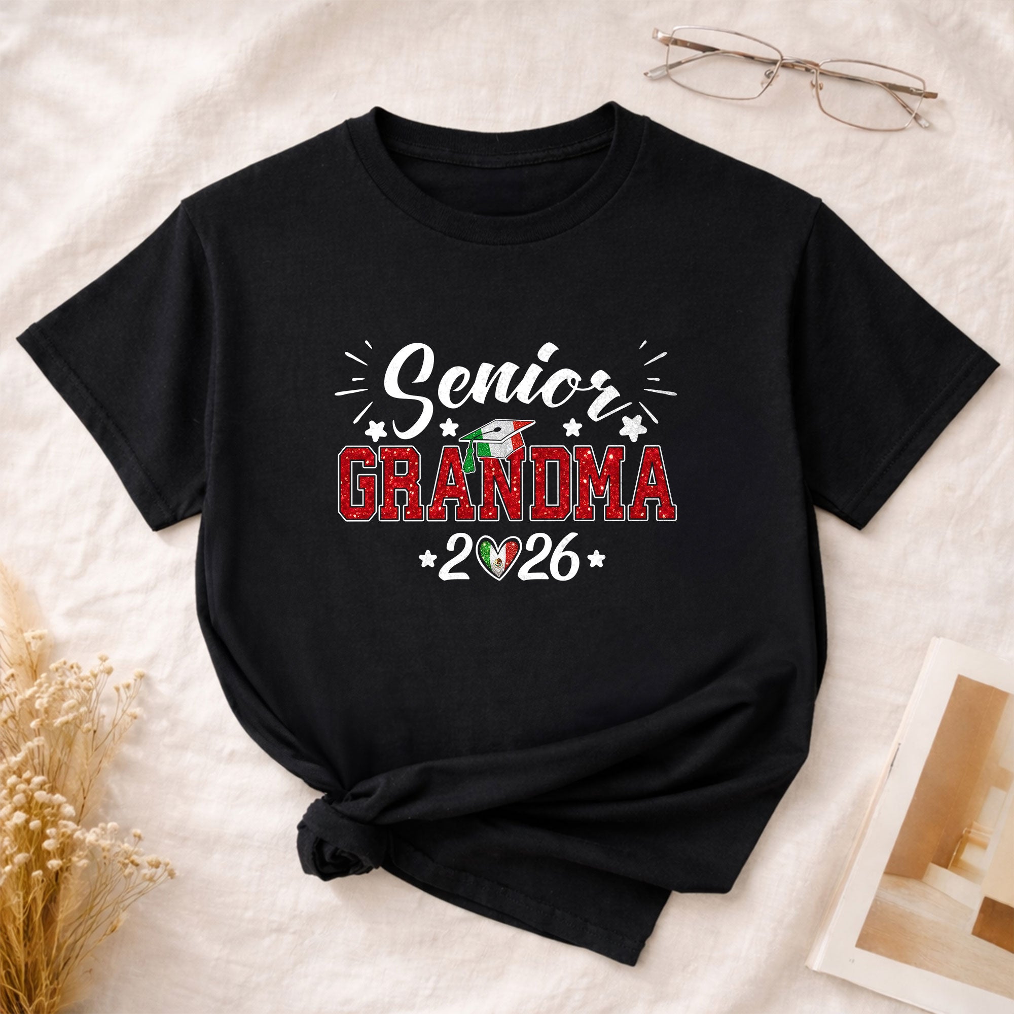 Senior Family Class of 2026 Black T-Shirt - Mexico Flag Heart Graduation Gift Tee (Copy)