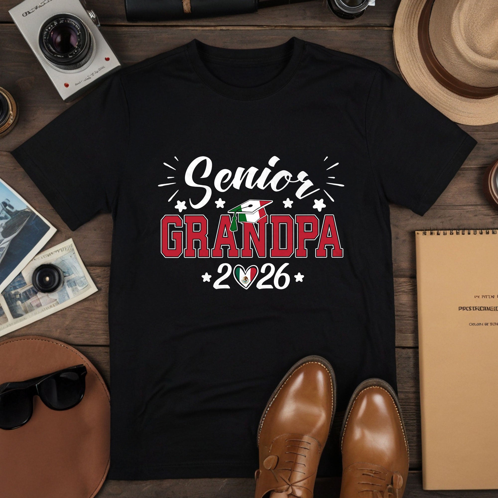 Senior Family Class of 2026 Black T-Shirt - Mexico Flag Heart Graduation Gift Tee (Copy)