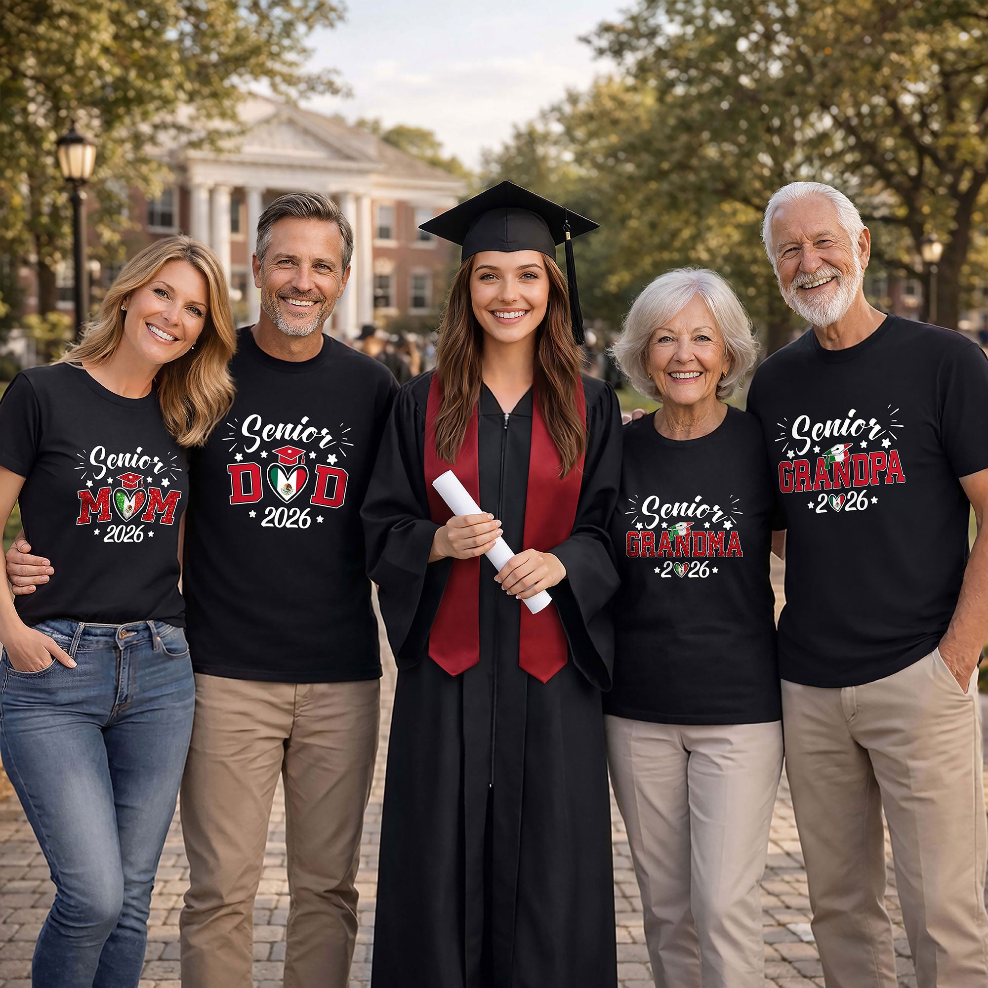 Senior Family Class of 2026 Black T-Shirt - Mexico Flag Heart Graduation Gift Tee (Copy)