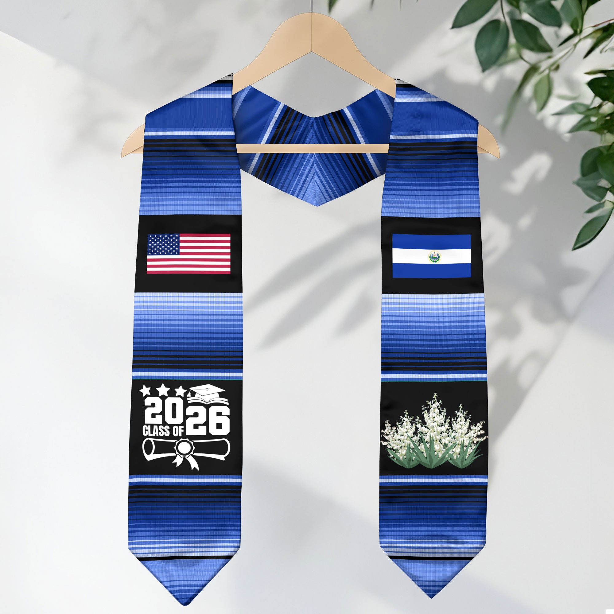 El Salvador Graduation Stole 2026, Salvadoran Flag Graduation Sash, Classic Academic Stole for Graduates