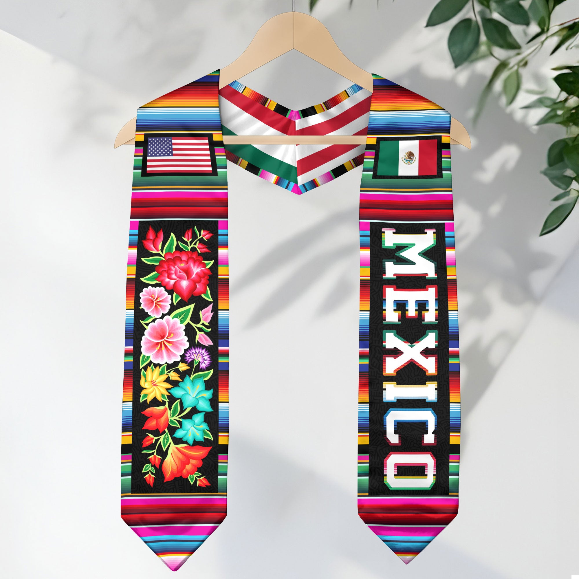 2026 Mexican Flag Graduation Stole, Mexico Sash for Graduates, Traditional Wear Style