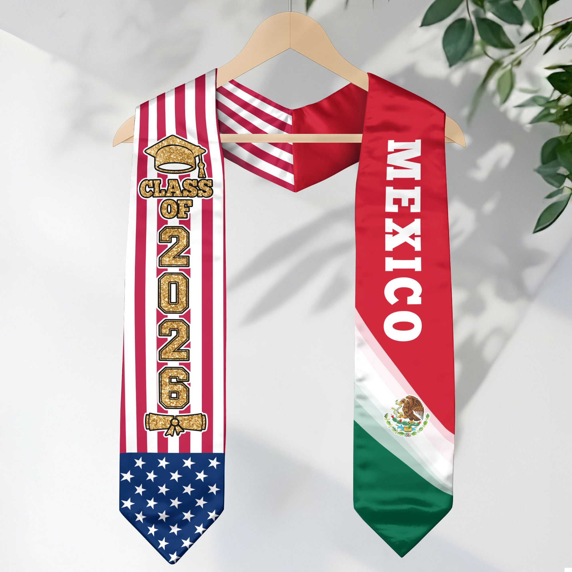 Mexican Graduation Sash 2026, Mexico Flag Stole, Standard Graduation Accessory for Grads