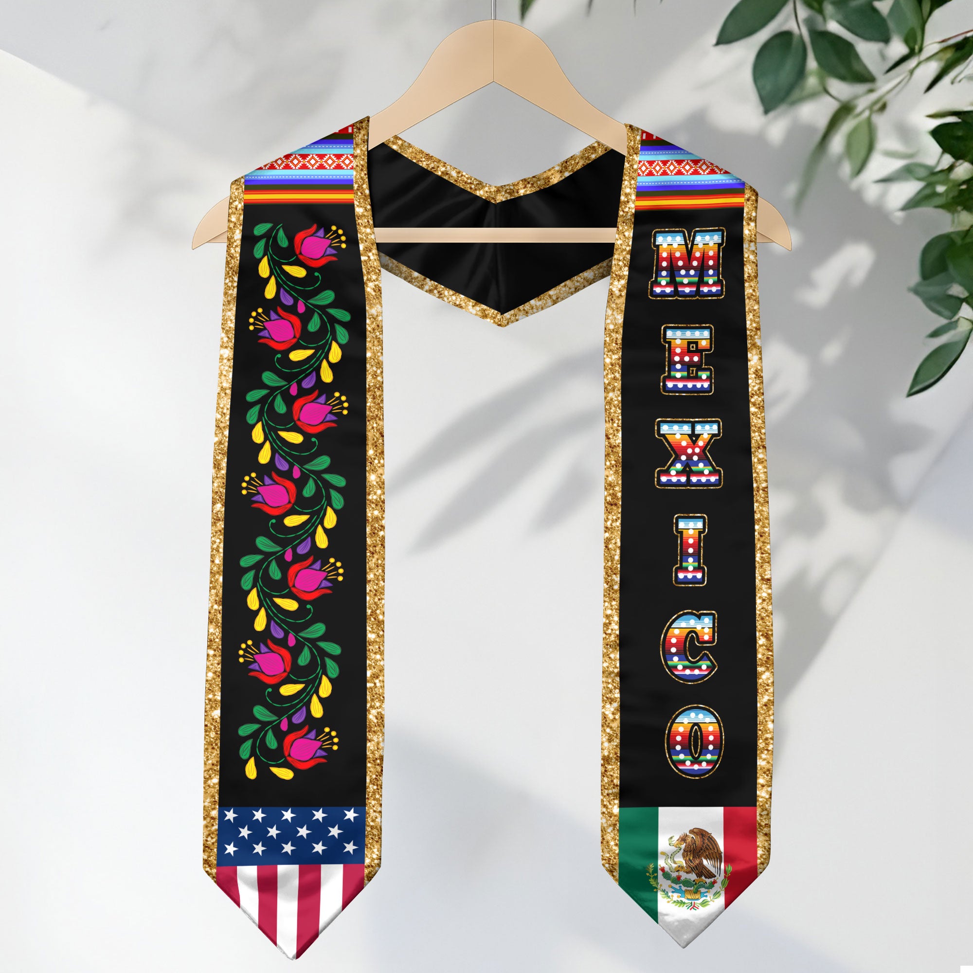 Mexico Flag Graduation Sash 2026, Mexican Stole for Graduation, Classic Formal Look
