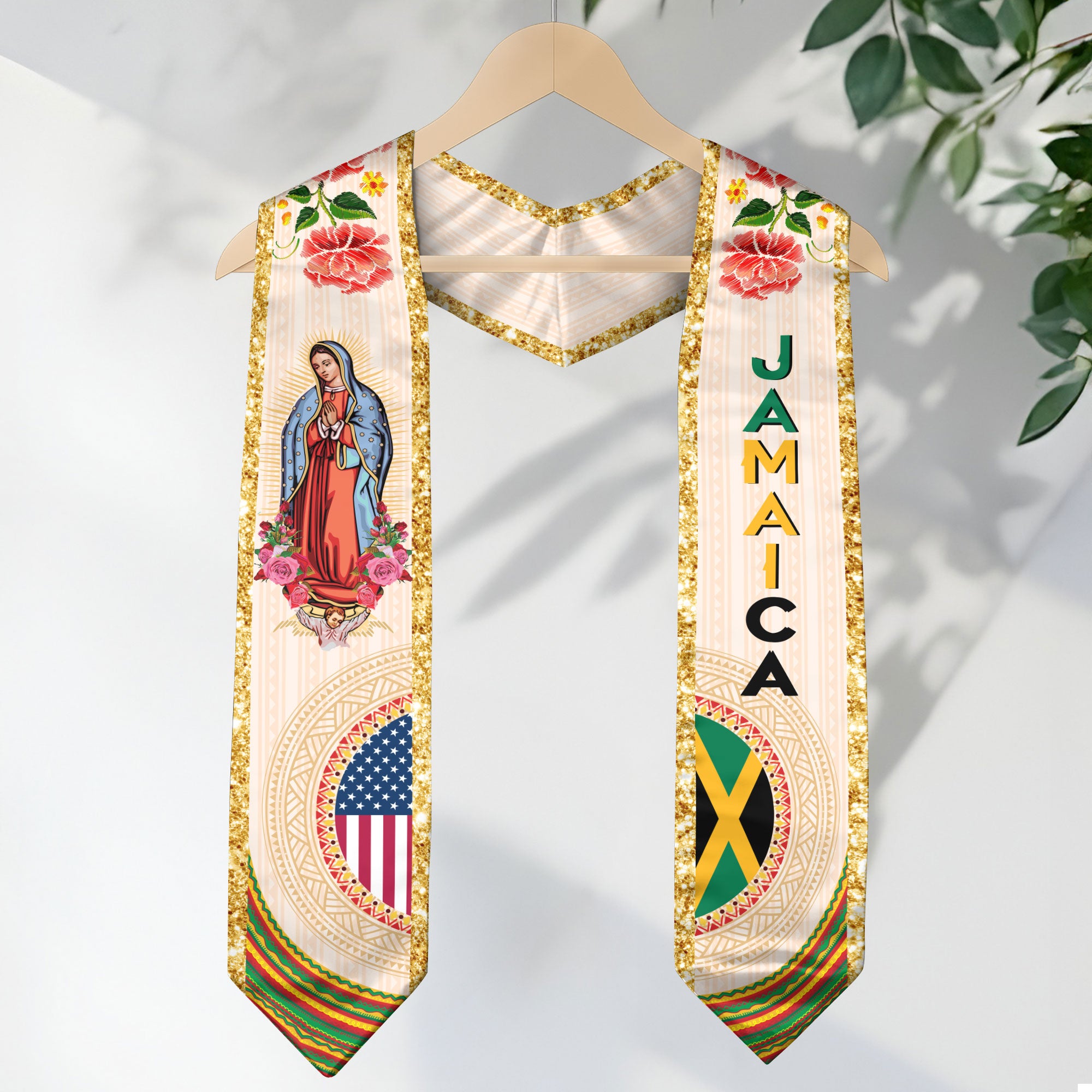 Jamaica Graduation Sash with Jamaican Flag, Classic Graduation Stole for 2026