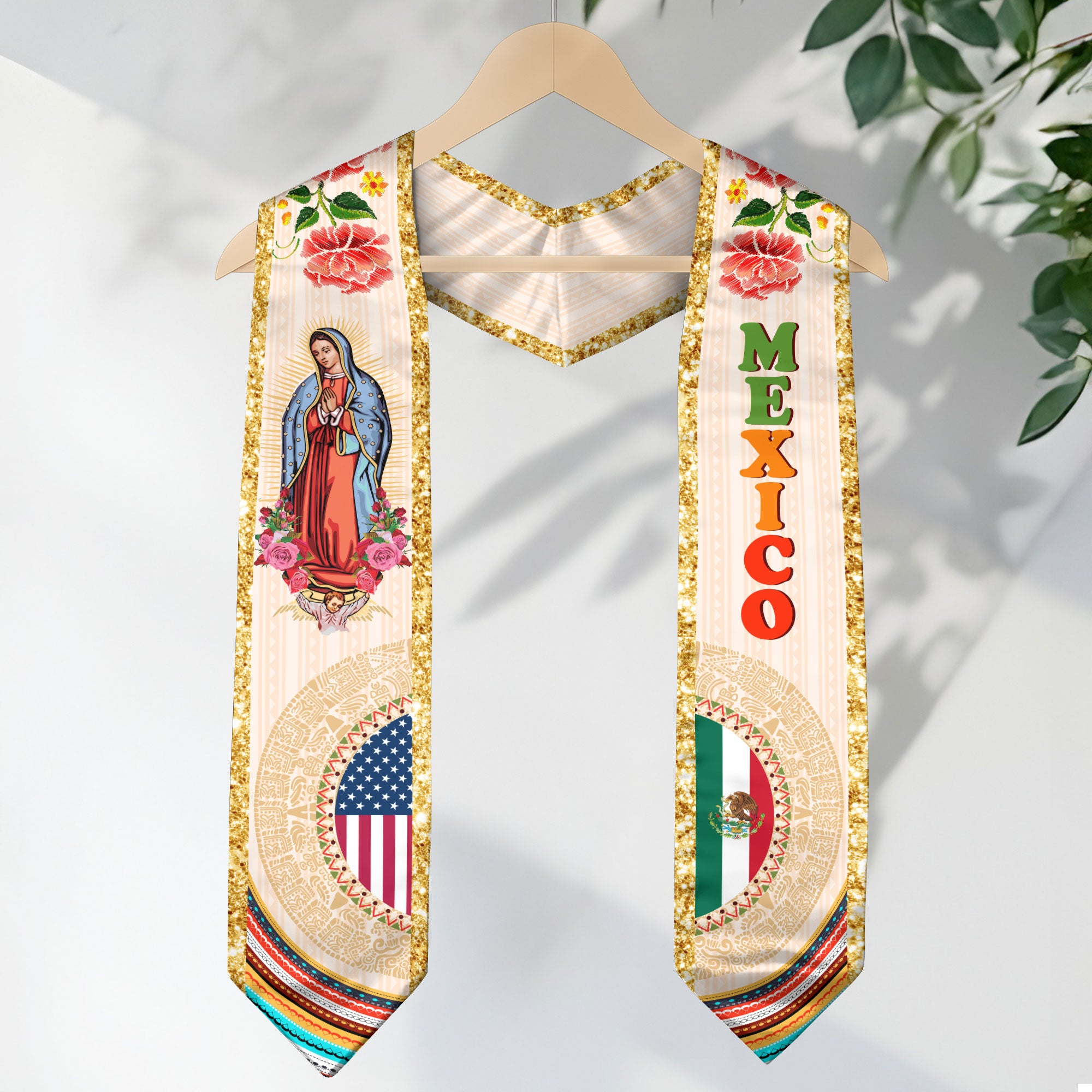 2026 Mexico Graduation Stole, Mexican Flag Sash, Traditional Stole for Graduation Day