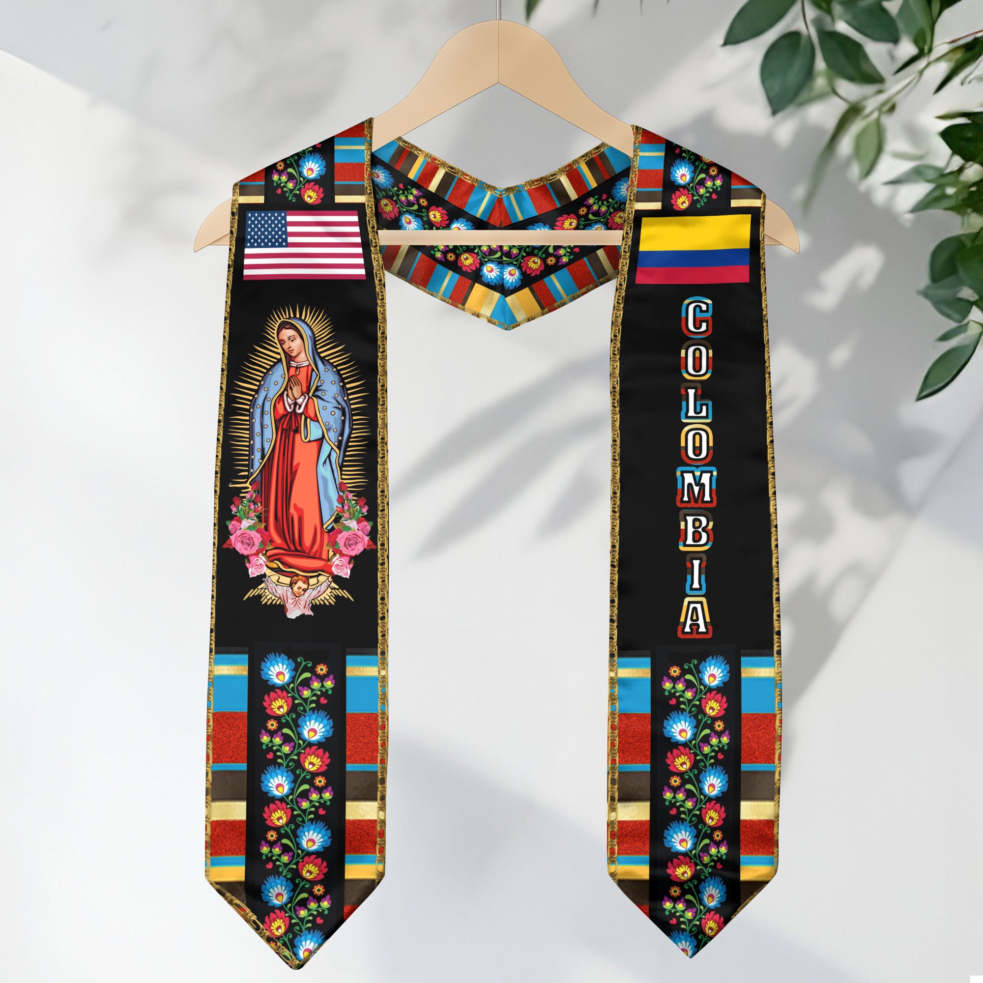 Colombian Flag Graduation Stole 2026, Traditional Graduation Sash for Colombia Graduates Class of 2026