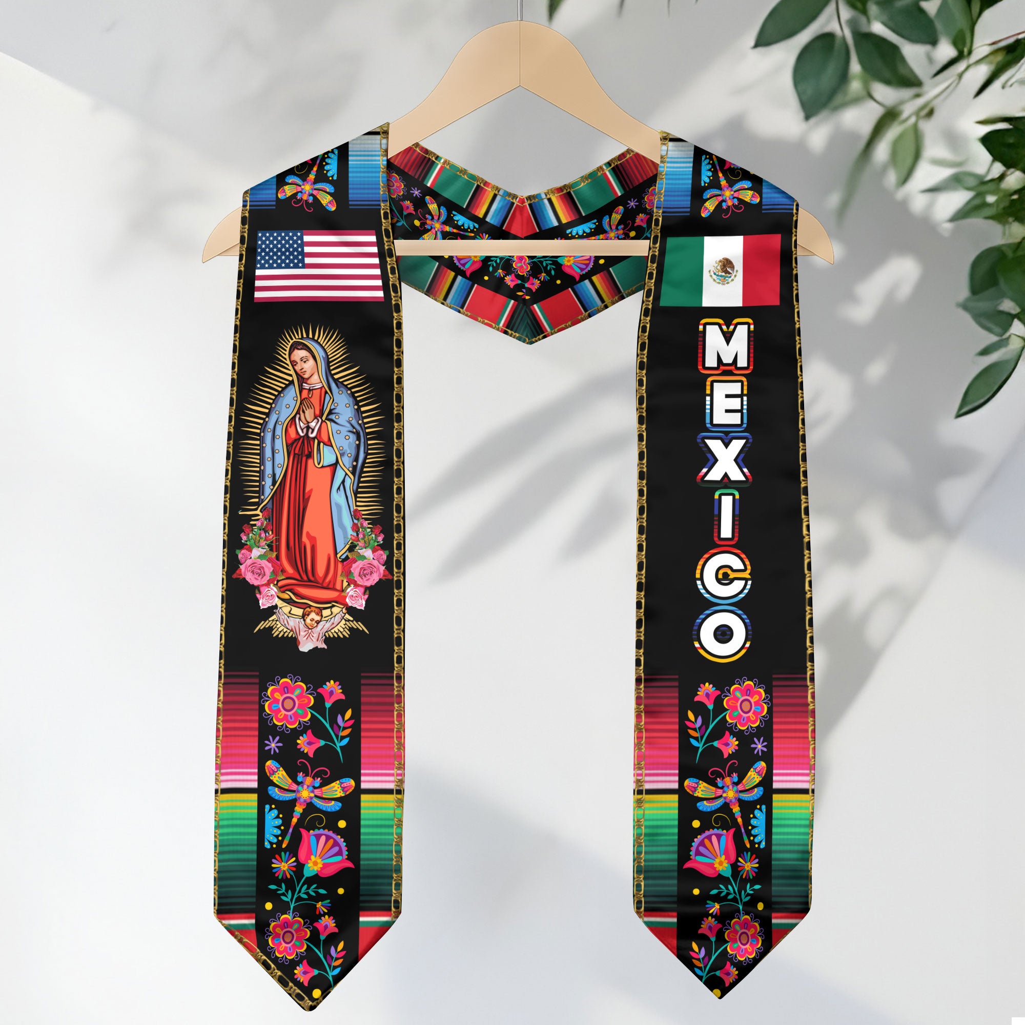 Mexican Flag Graduation Stole 2026, Mexico Graduation Sash, Classic Stole for Photos