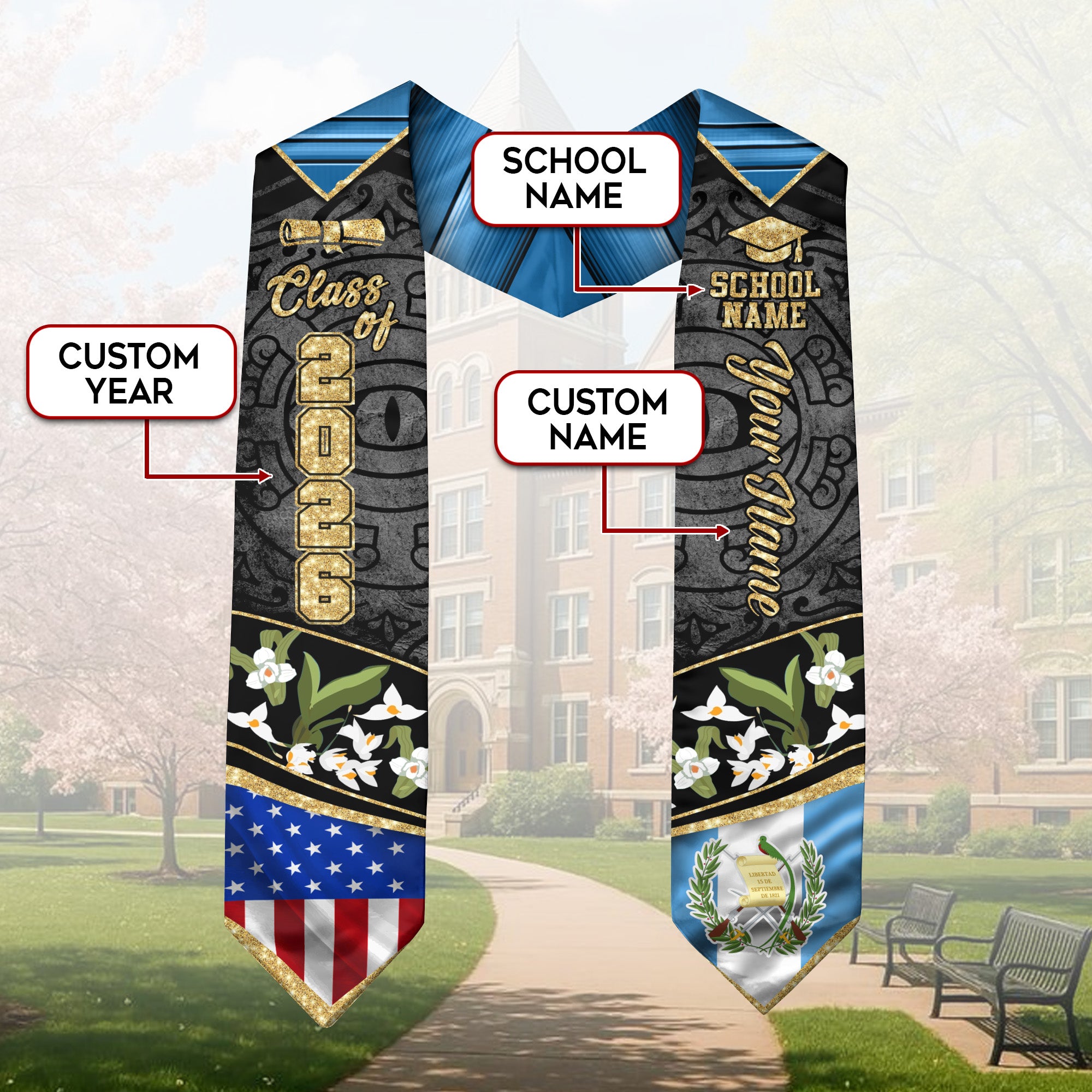 Guatemala Stole 2026, Guatemala Flag Sash, Guatemala Graduation Sash