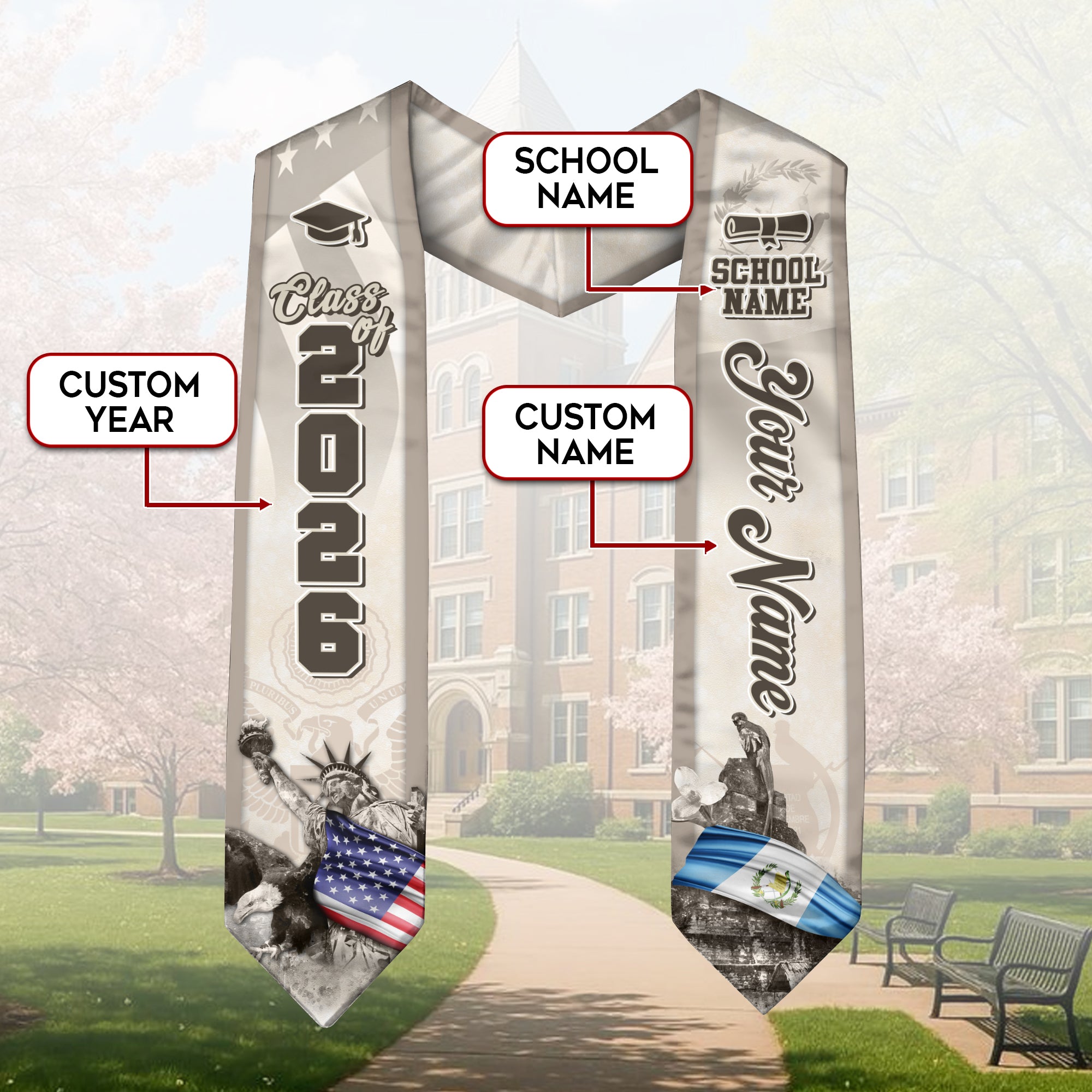 Guatemala Graduation Sash 2026, Guatemala Flag Stole, Guatemala Stole