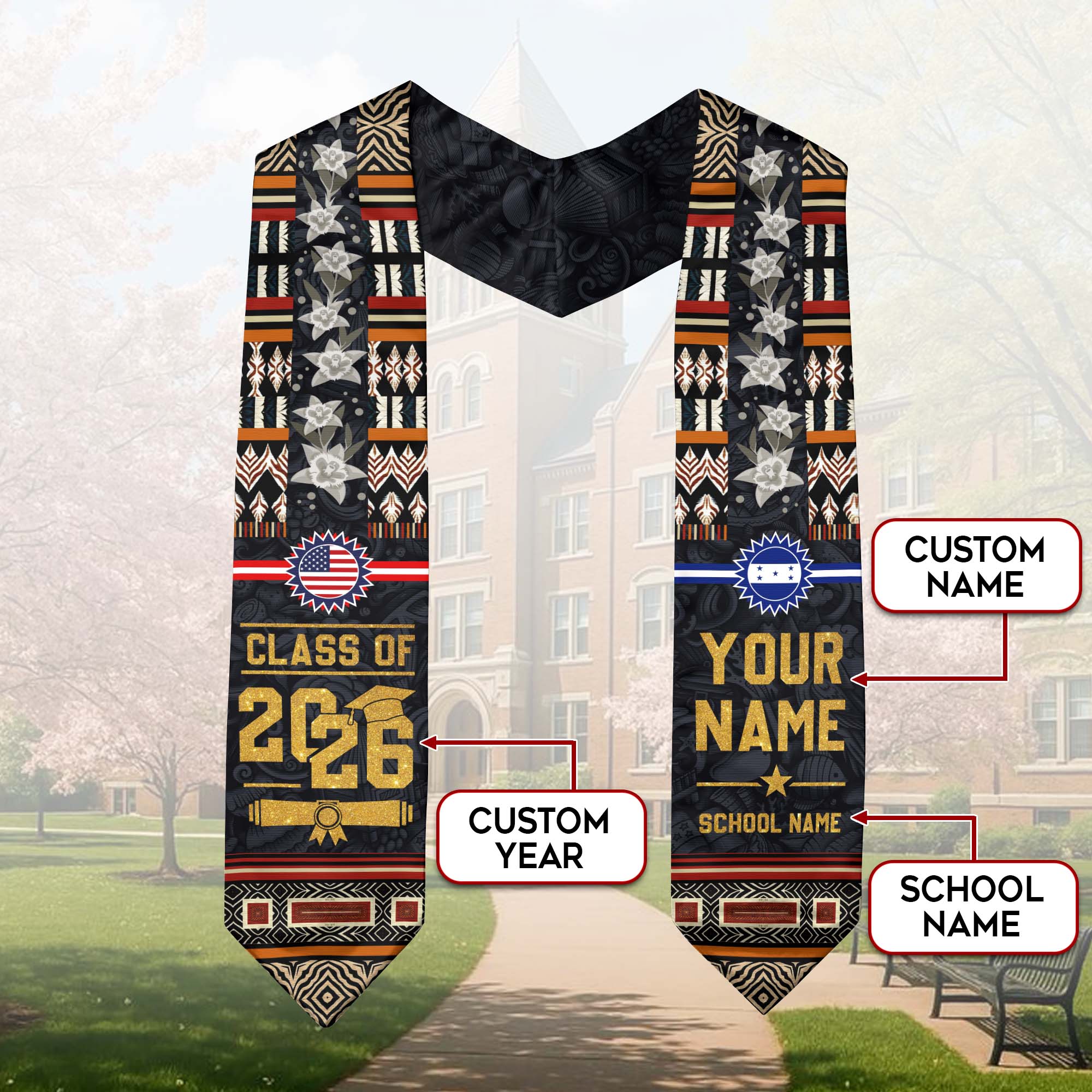 Graduation Sash Honduras Flag, Honduran Stole 2026, Stole for Honduras Graduation