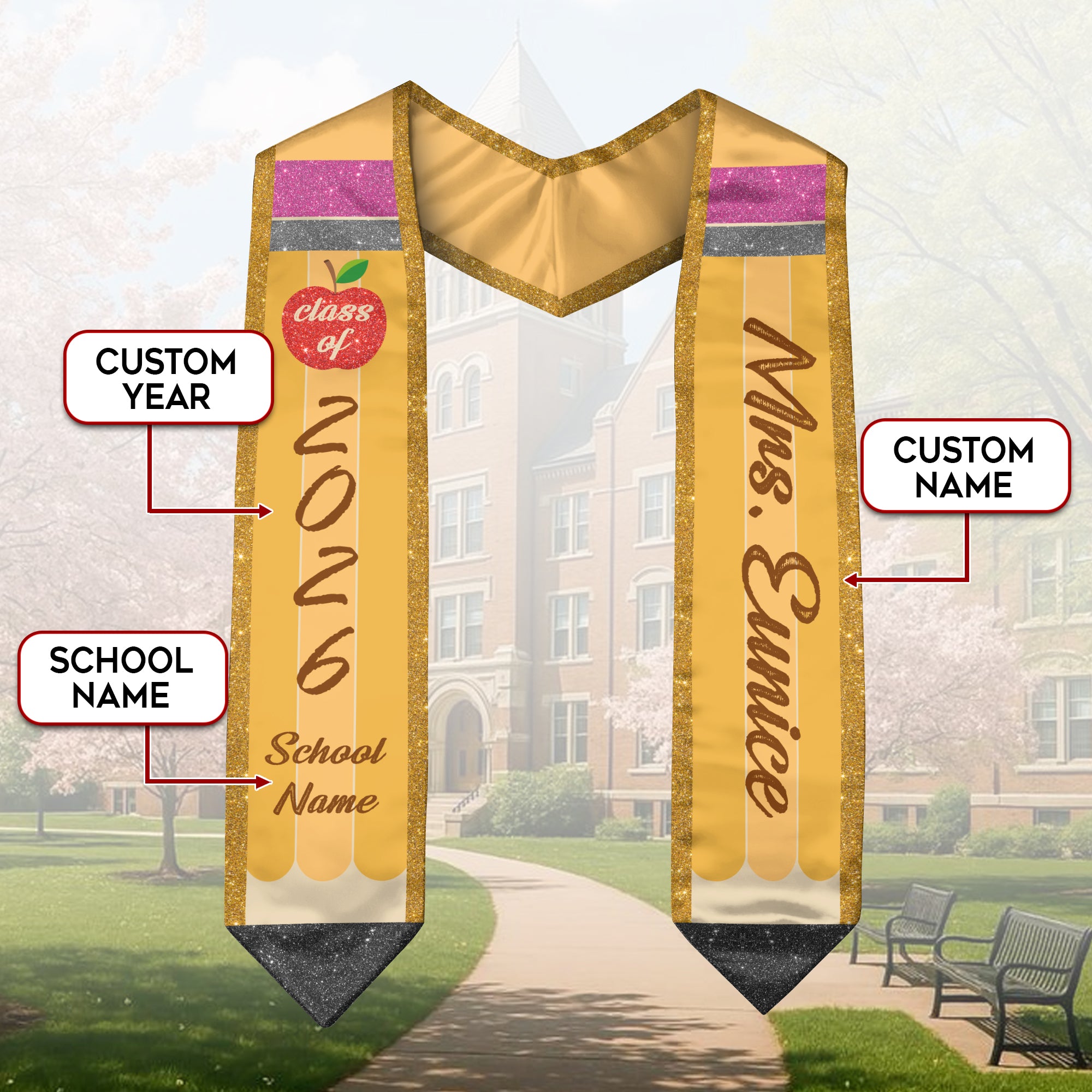 Customized Teacher Graduation Stole, Education Ceremony Sash for Teachers, Class of 2026