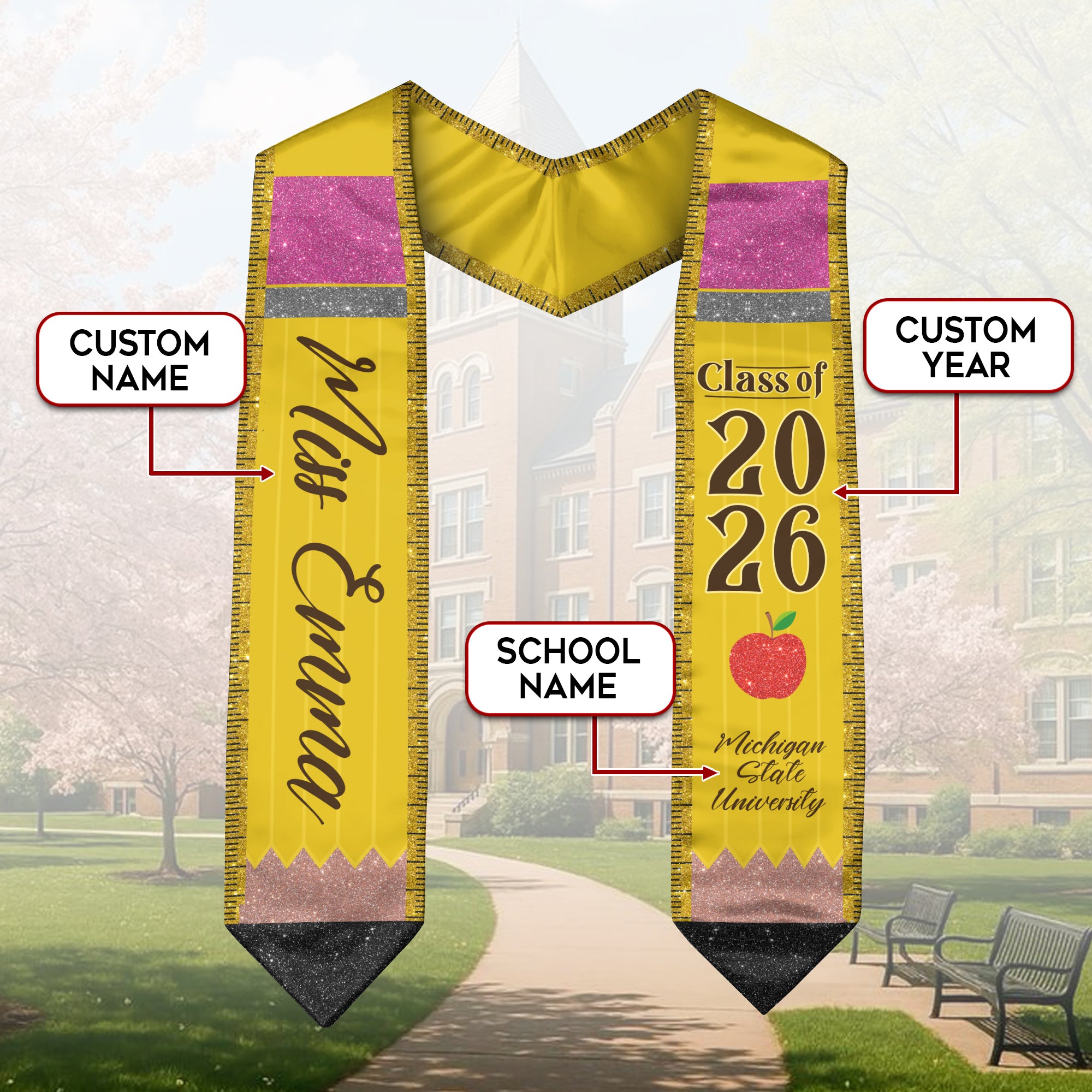 Customized Graduation Stole for Teachers, Educator Ceremony Sash Celebrating Class of 2026