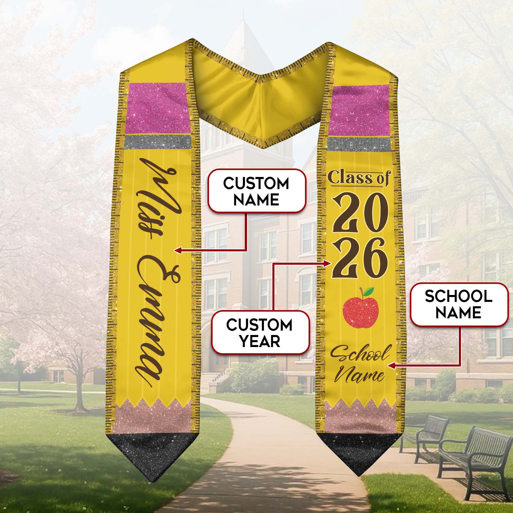 Customized Graduation Stole for Teachers, Educator Ceremony Sash Celebrating Class of 2026