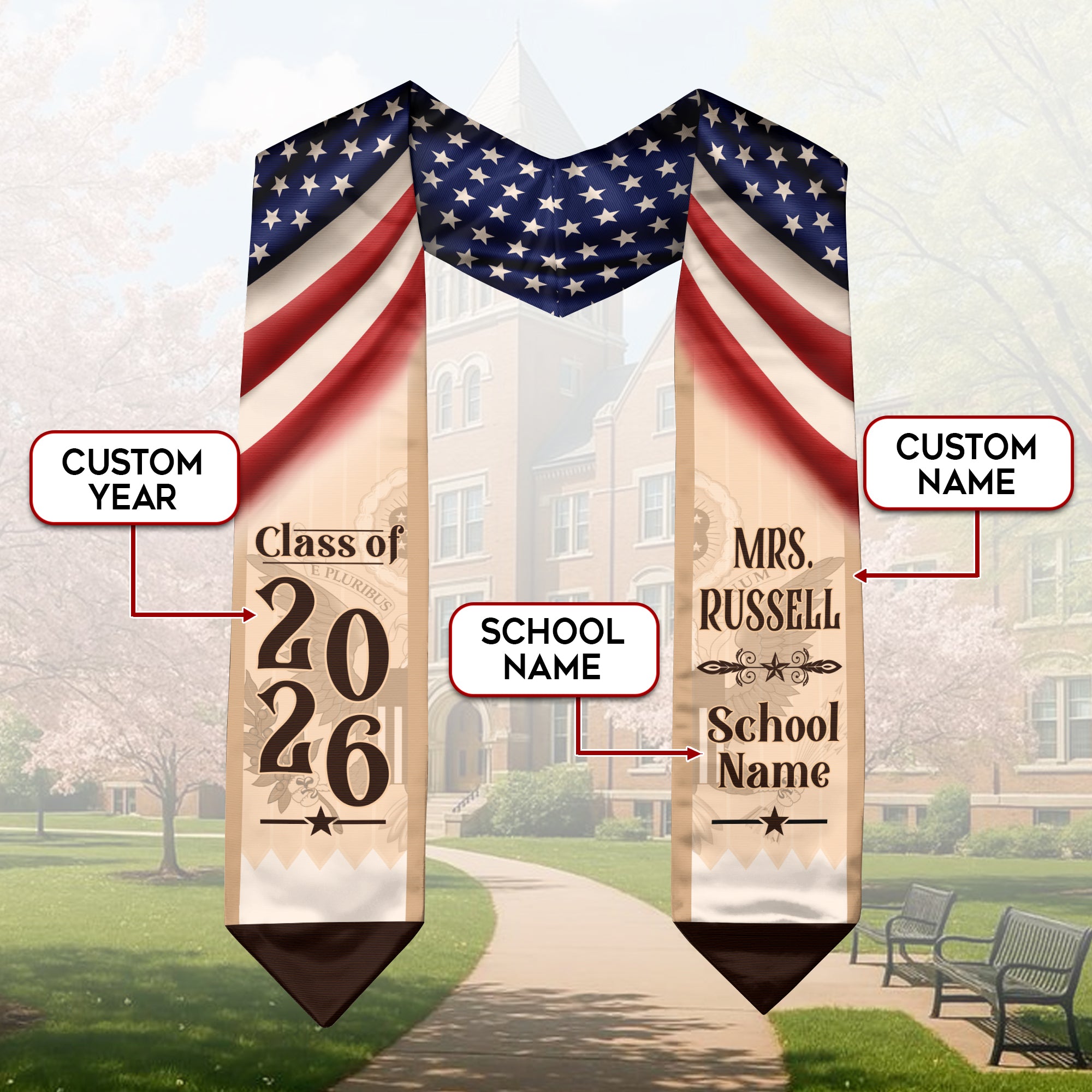 Customized Educator Graduation Stole for Teachers America, Academic Ceremony Sash Class of 2026