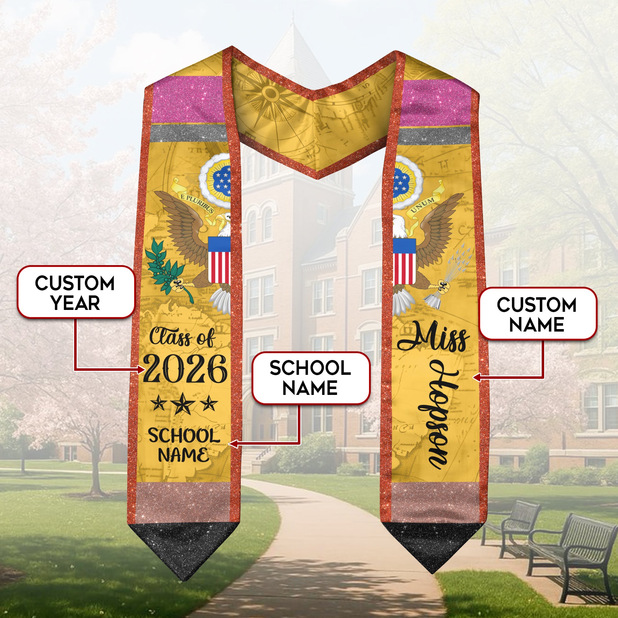 Customized Teacher America Graduation Stole Designed for Educators, Graduation Sash 2026